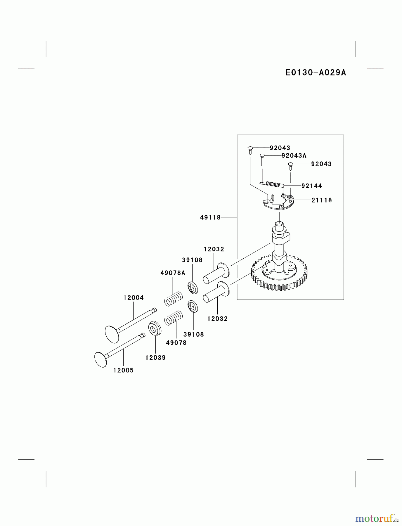  Kawasaki Motoren Motoren Vertikal FA210V - AS02 bis FH641V - DS24 FB460V-AS36 - Kawasaki FB460V 4-Stroke Engine VALVE/CAMSHAFT