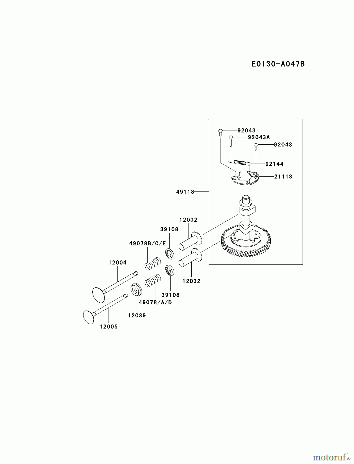  Kawasaki Motoren Motoren Vertikal FA210V - AS02 bis FH641V - DS24 FB460V-MS14 - Kawasaki FB460V 4-Stroke Engine VALVE/CAMSHAFT