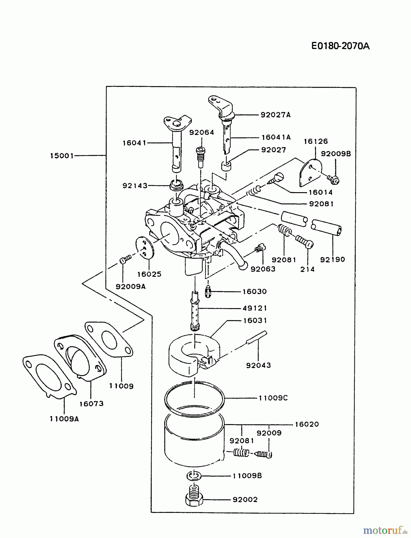  Kawasaki Motoren Motoren Vertikal FA210V - AS02 bis FH641V - DS24 FC150V-AS04 - Kawasaki FC150V 4-Stroke Engine CARBURETOR