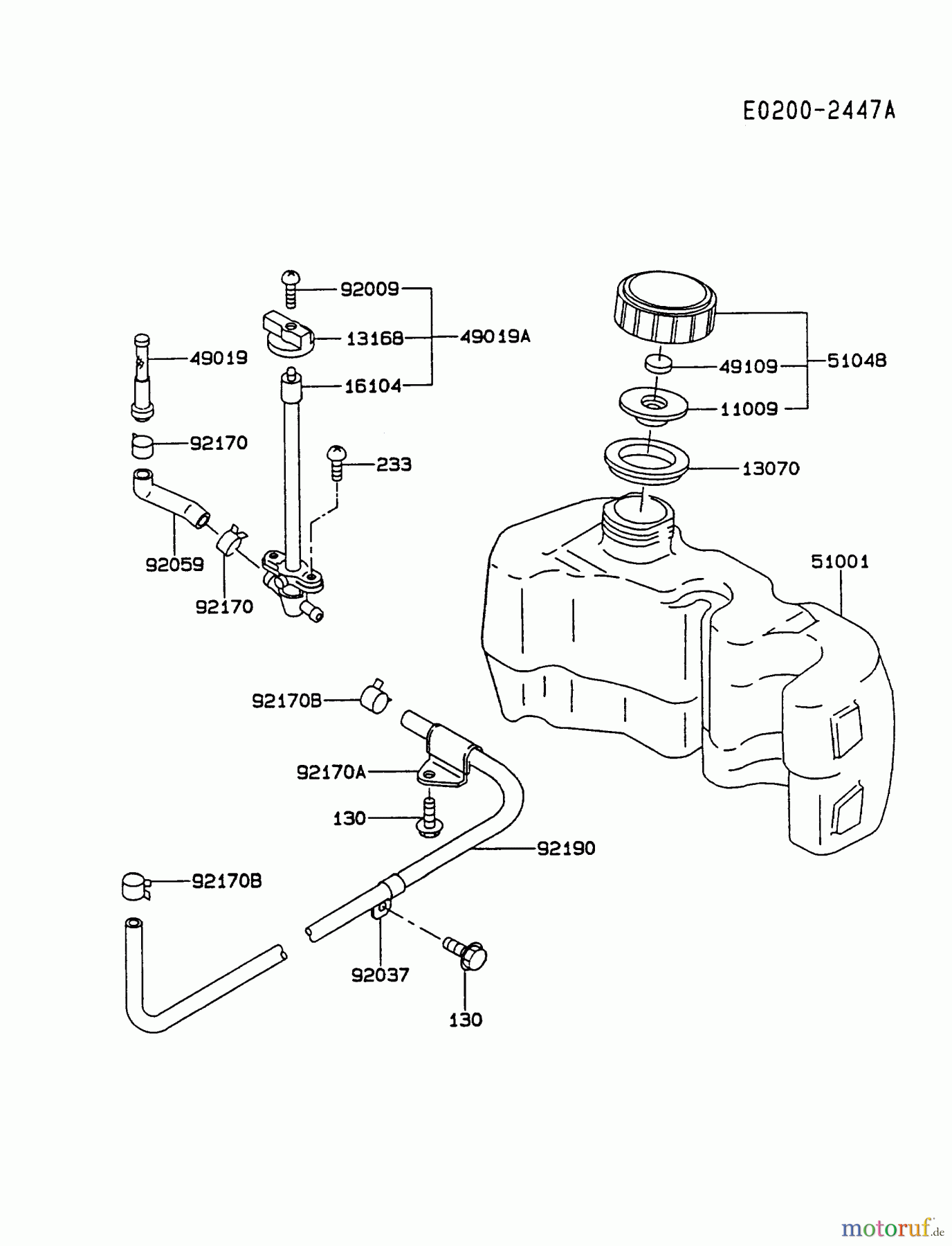  Kawasaki Motoren Motoren Vertikal FA210V - AS02 bis FH641V - DS24 FC150V-ES08 - Kawasaki FC150V 4-Stroke Engine FUEL-TANK/FUEL-VALVE