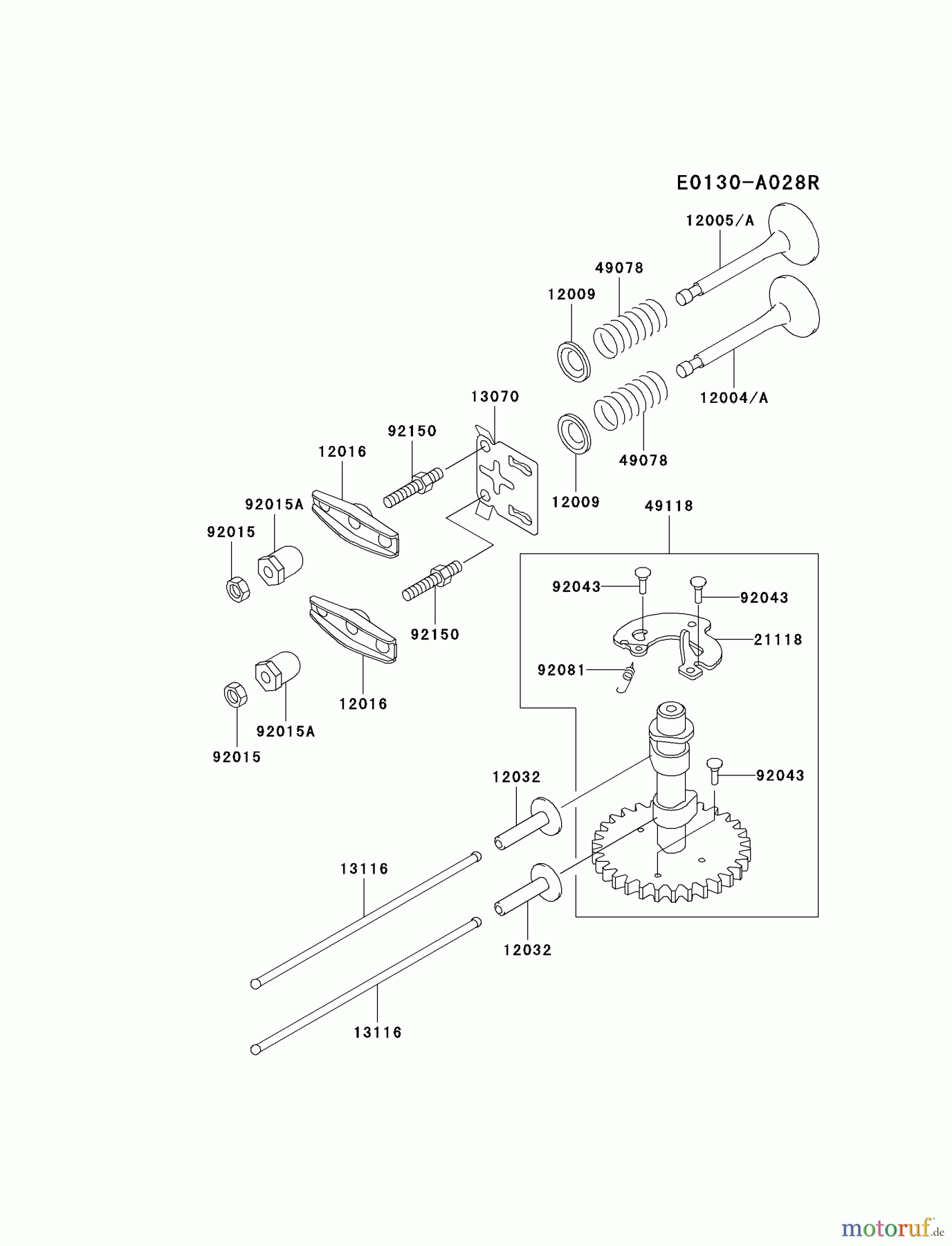  Kawasaki Motoren Motoren Vertikal FA210V - AS02 bis FH641V - DS24 FC150V-ES24 - Kawasaki FC150V 4-Stroke Engine VALVE/CAMSHAFT