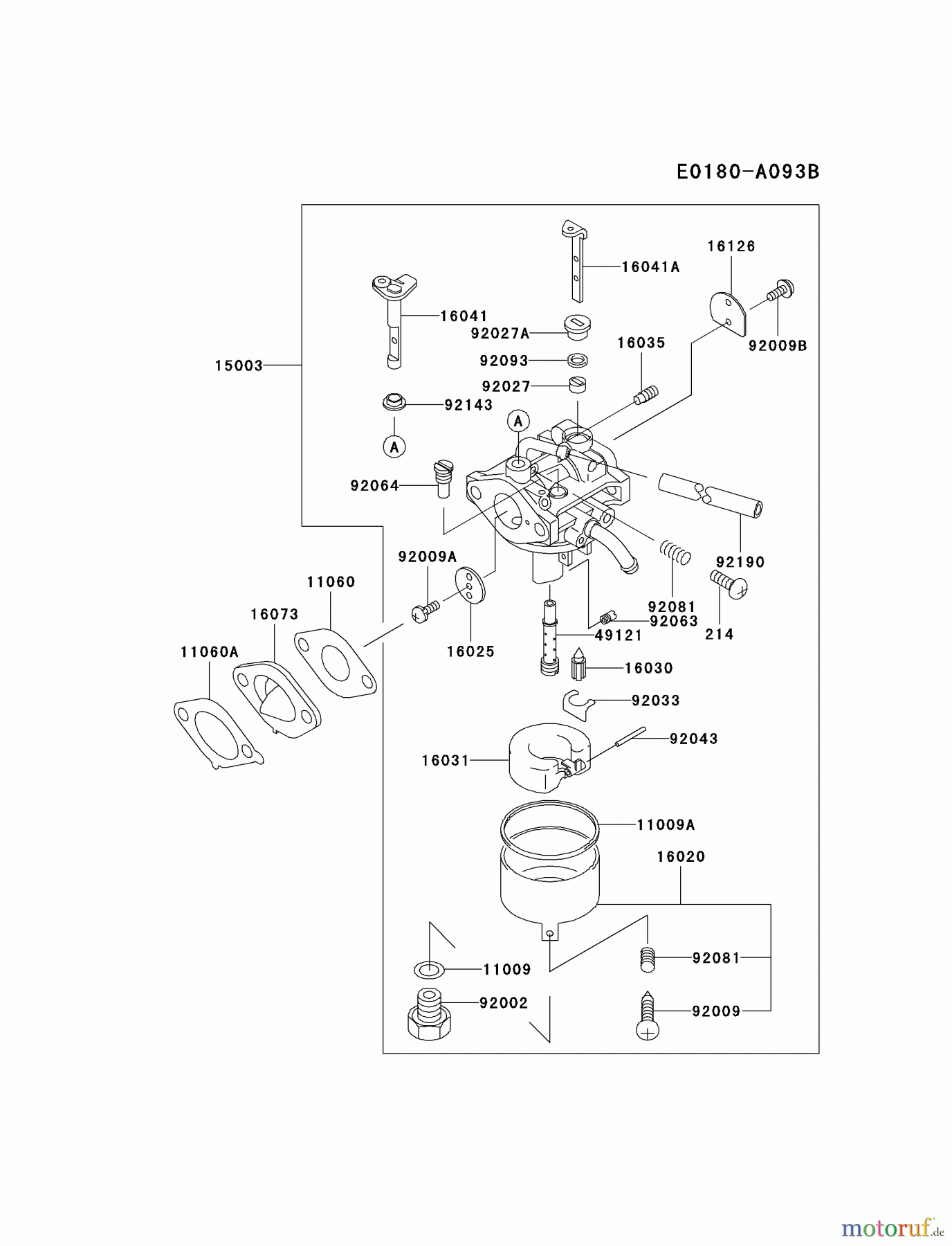  Kawasaki Motoren Motoren Vertikal FA210V - AS02 bis FH641V - DS24 FC150V-FS14 - Kawasaki FC150V 4-Stroke Engine CARBURETOR