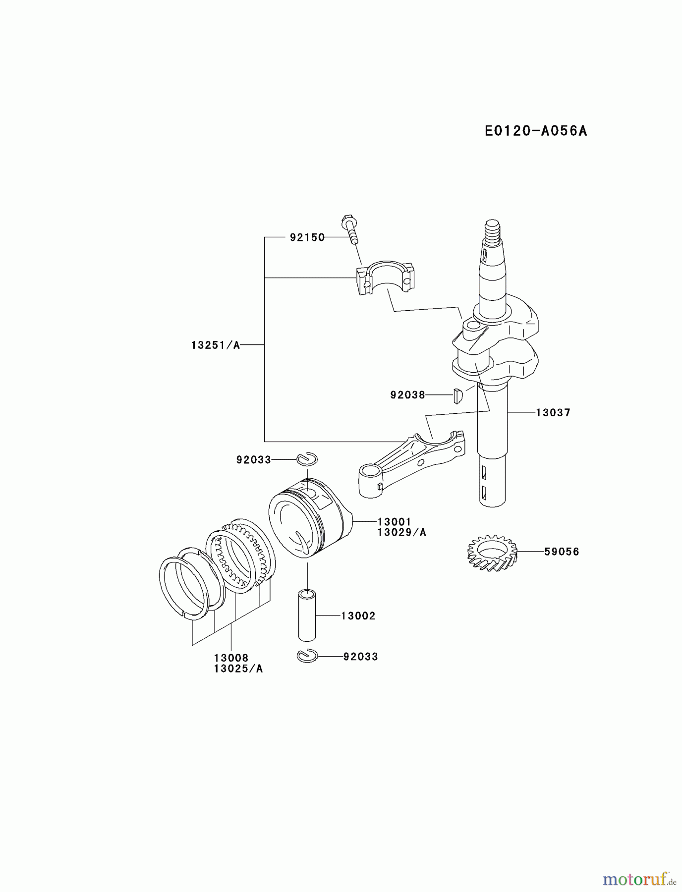  Kawasaki Motoren Motoren Vertikal FA210V - AS02 bis FH641V - DS24 FC150V-ES14 - Kawasaki FC150V 4-Stroke Engine PISTON/CRANKSHAFT