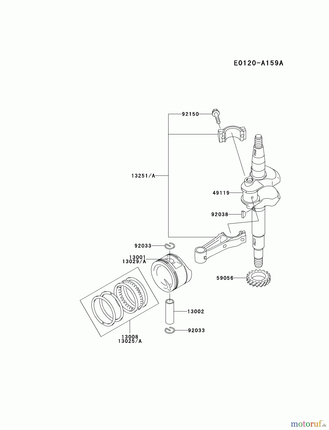  Kawasaki Motoren Motoren Vertikal FA210V - AS02 bis FH641V - DS24 FC150V-FS26 - Kawasaki FC150V 4-Stroke Engine PISTON/CRANKSHAFT