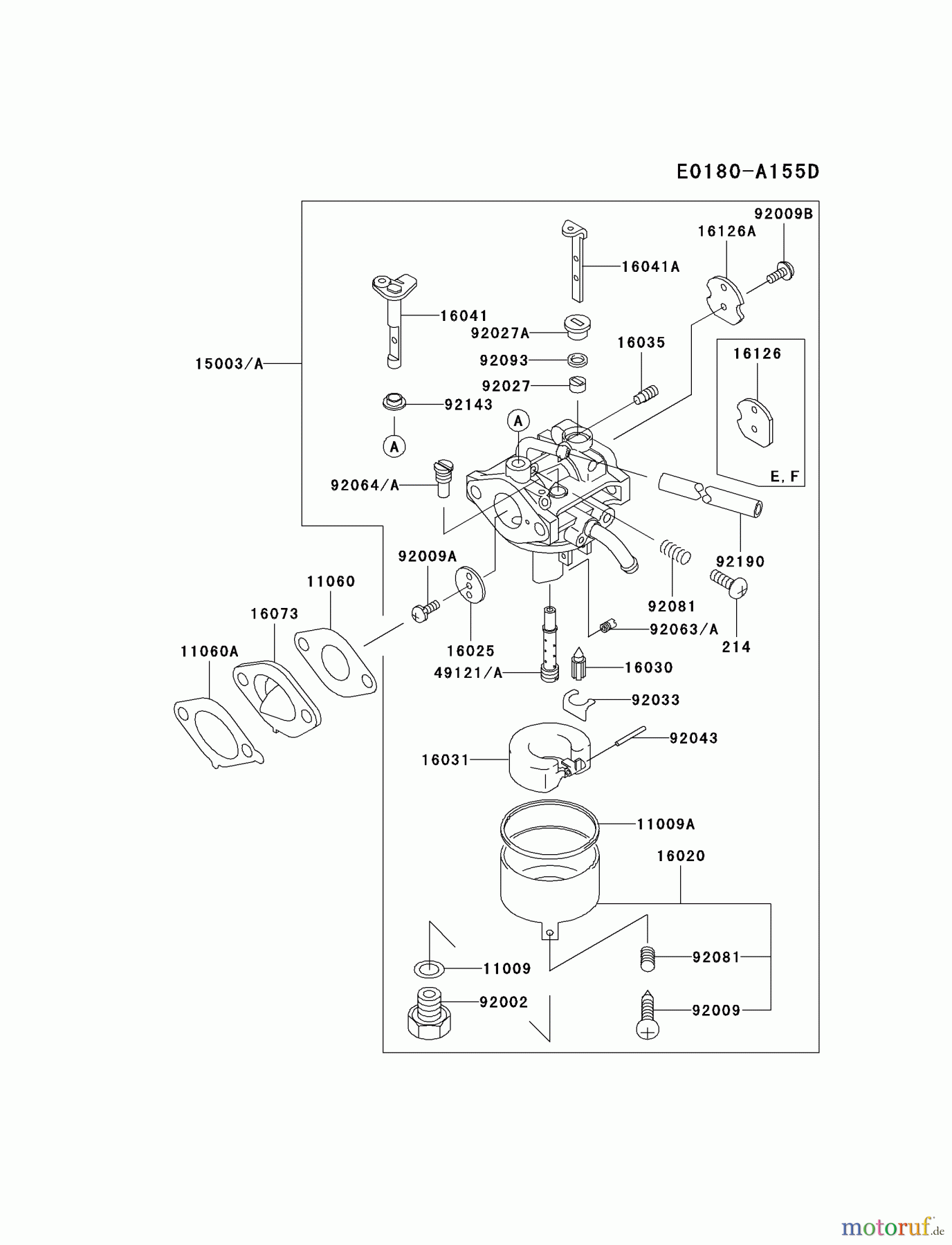  Kawasaki Motoren Motoren Vertikal FA210V - AS02 bis FH641V - DS24 FC150V-GS12 - Kawasaki FC150V 4-Stroke Engine CARBURETOR