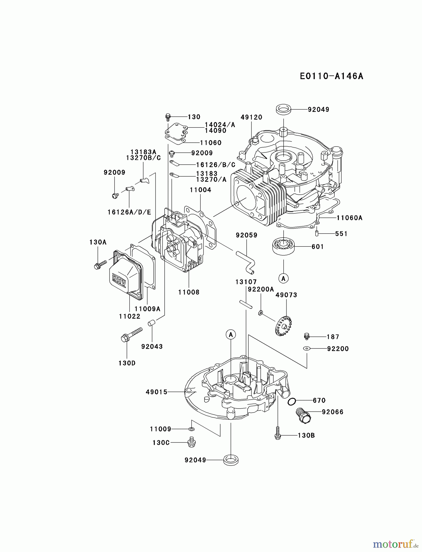  Kawasaki Motoren Motoren Vertikal FA210V - AS02 bis FH641V - DS24 FC150V-ES13 - Kawasaki FC150V 4-Stroke Engine CYLINDER/CRANKCASE #1