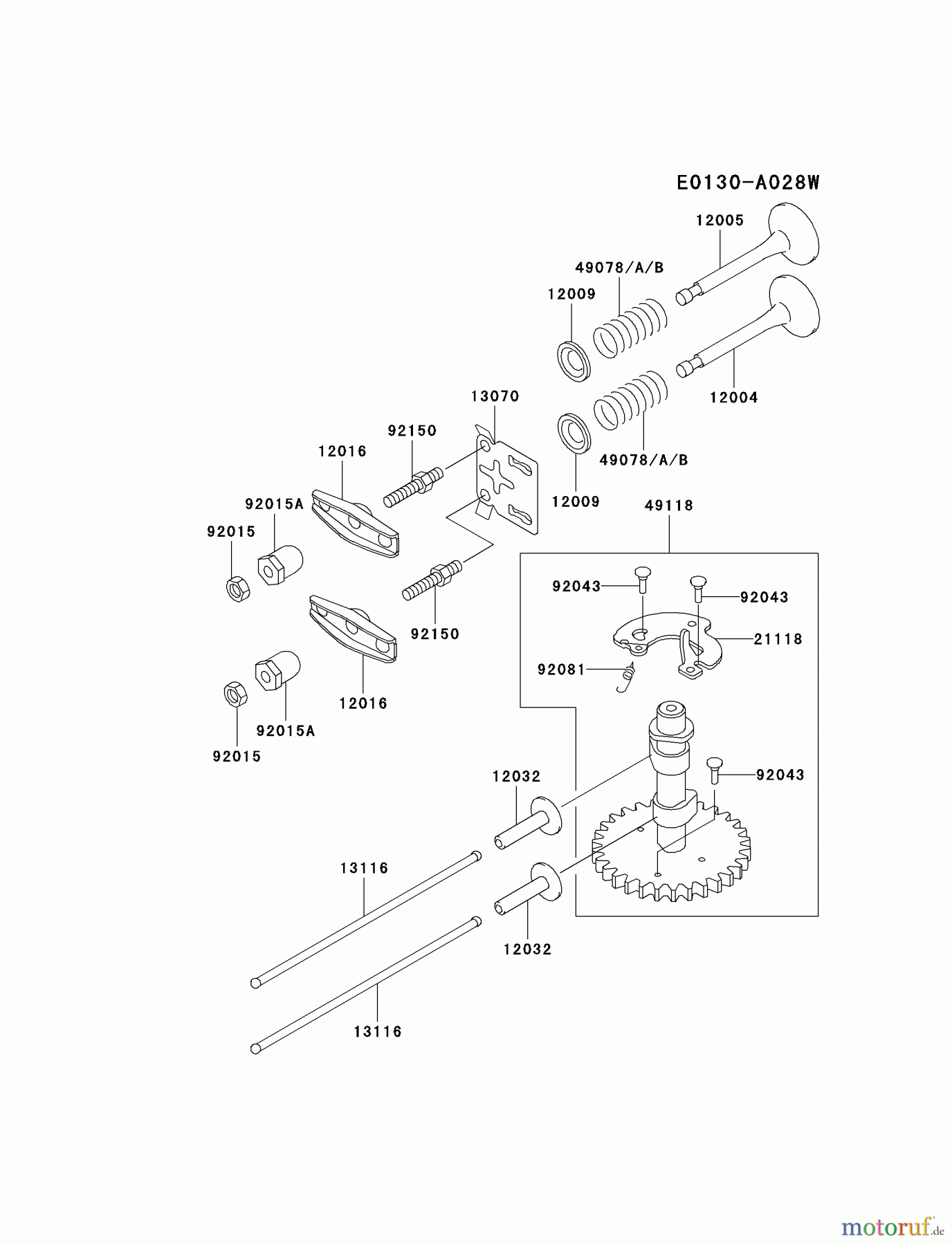  Kawasaki Motoren Motoren Vertikal FA210V - AS02 bis FH641V - DS24 FC150V-FS26 - Kawasaki FC150V 4-Stroke Engine VALVE/CAMSHAFT