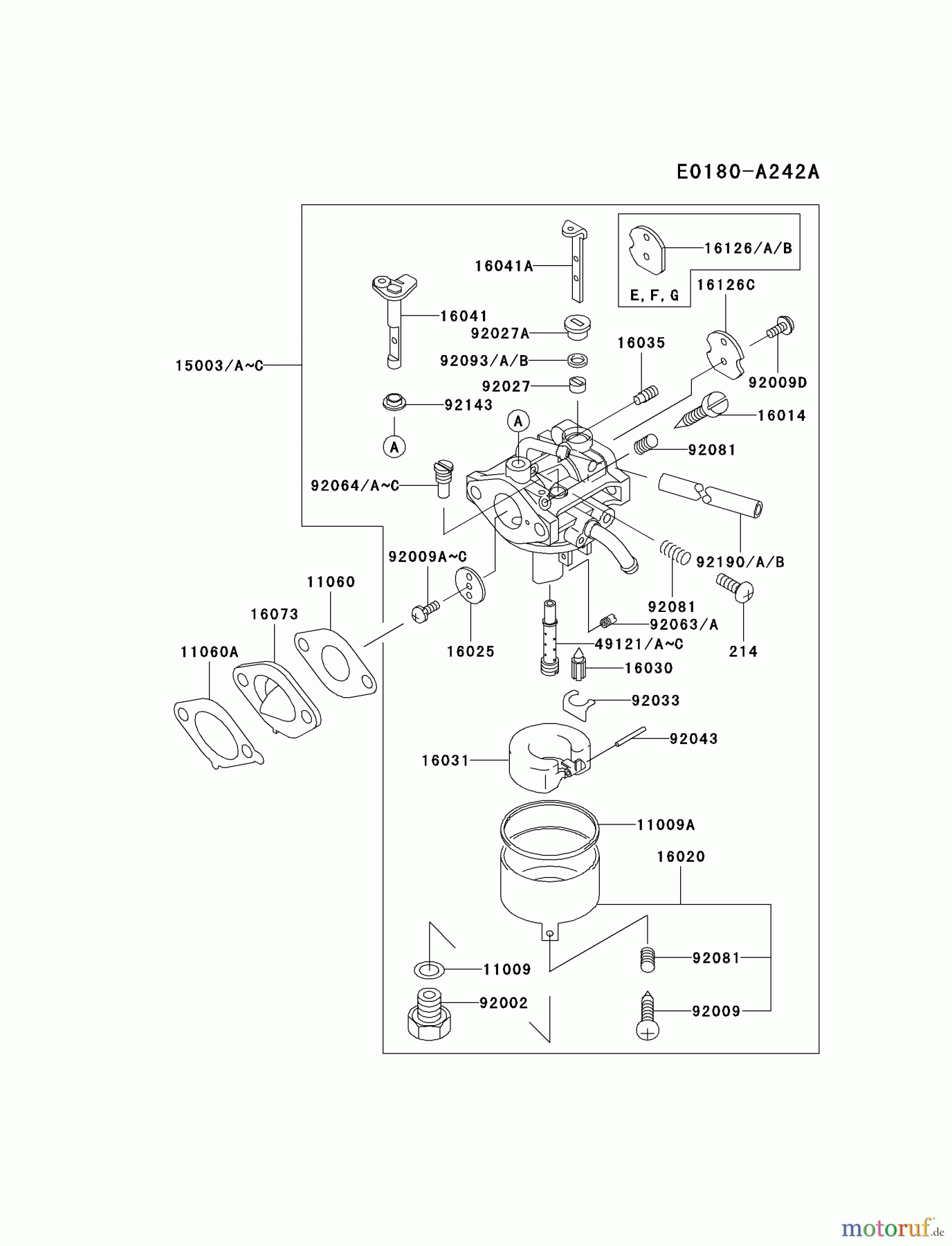  Kawasaki Motoren Motoren Vertikal FA210V - AS02 bis FH641V - DS24 FC150V-HS10 - Kawasaki FC150V 4-Stroke Engine CARBURETOR #1