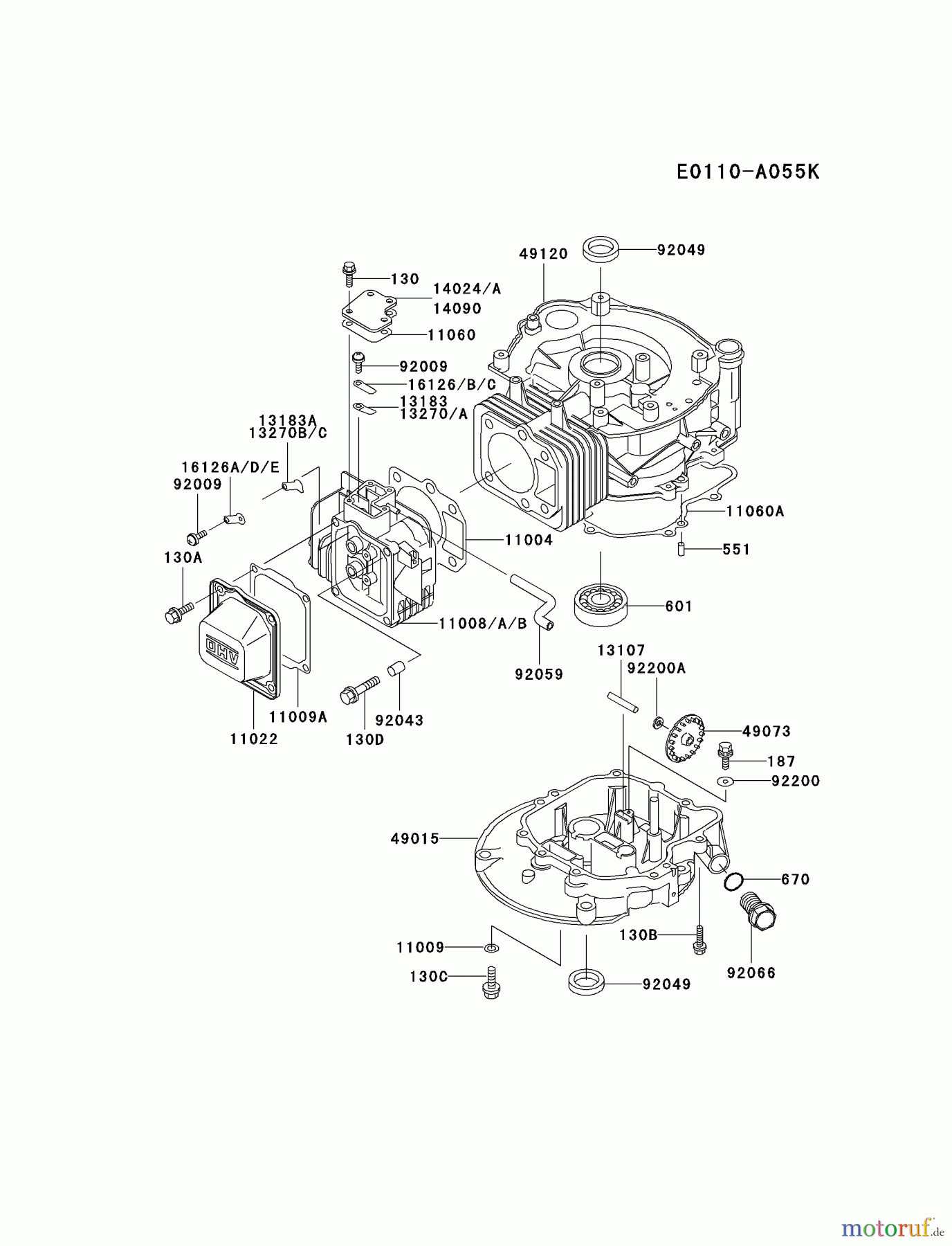  Kawasaki Motoren Motoren Vertikal FA210V - AS02 bis FH641V - DS24 FC150V-FS10 - Kawasaki FC150V 4-Stroke Engine CYLINDER/CRANKCASE #1