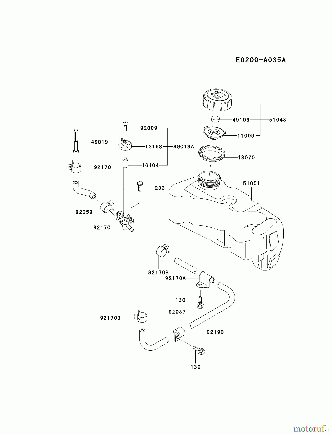  Kawasaki Motoren Motoren Vertikal FA210V - AS02 bis FH641V - DS24 FC150V-ES14 - Kawasaki FC150V 4-Stroke Engine FUEL-TANK/FUEL-VALVE