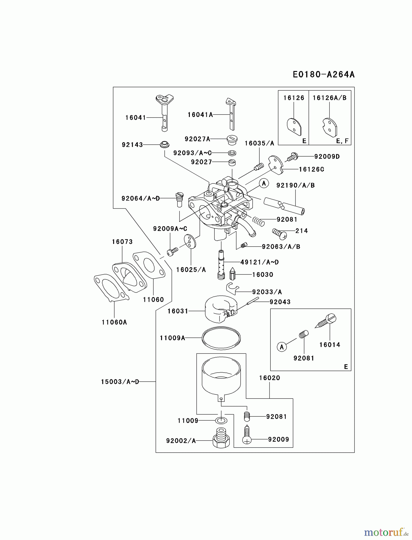  Kawasaki Motoren Motoren Vertikal FA210V - AS02 bis FH641V - DS24 FC150V-GS11 - Kawasaki FC150V 4-Stroke Engine CARBURETOR #1