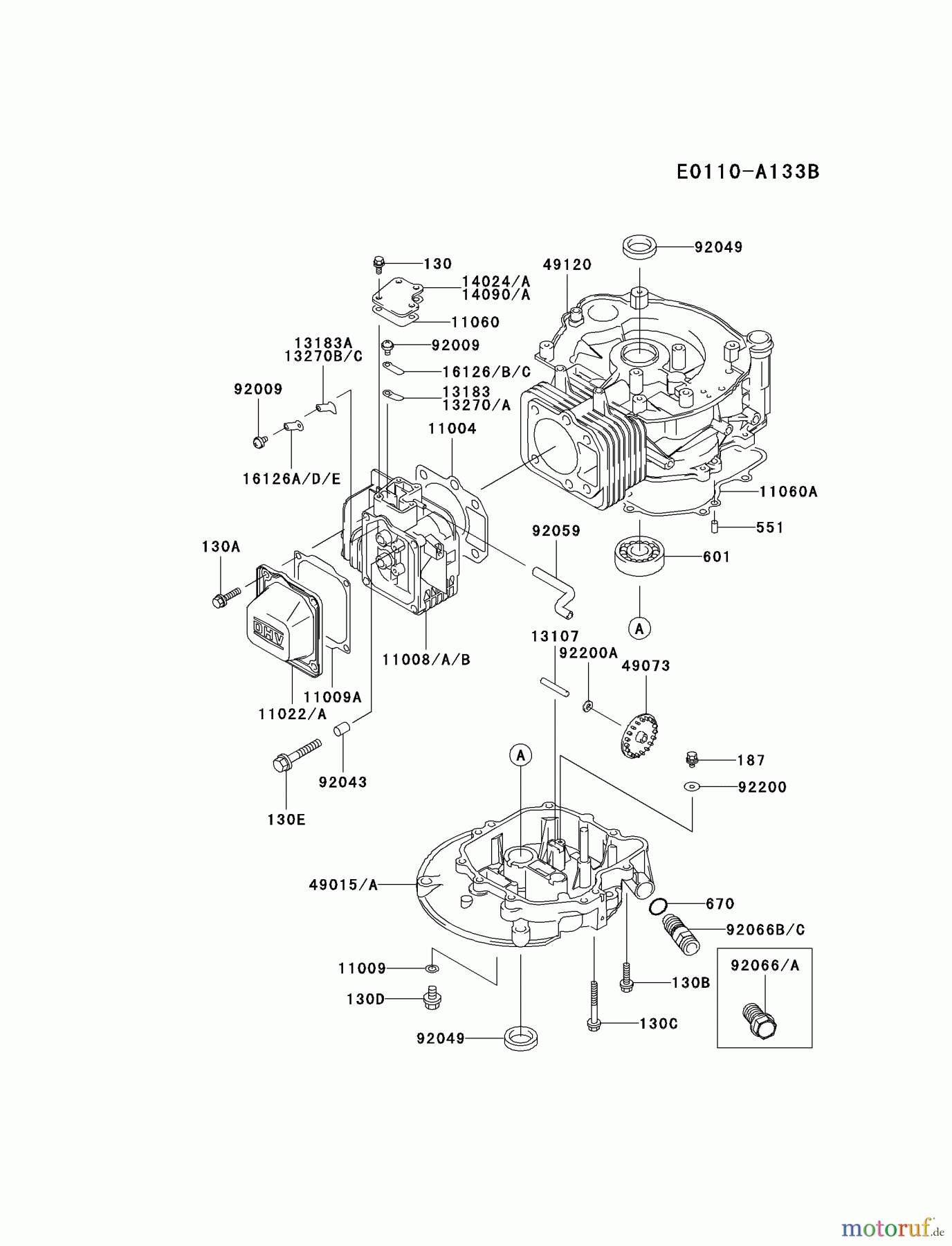  Kawasaki Motoren Motoren Vertikal FA210V - AS02 bis FH641V - DS24 FC150V-ES11 - Kawasaki FC150V 4-Stroke Engine CYLINDER/CRANKCASE #1