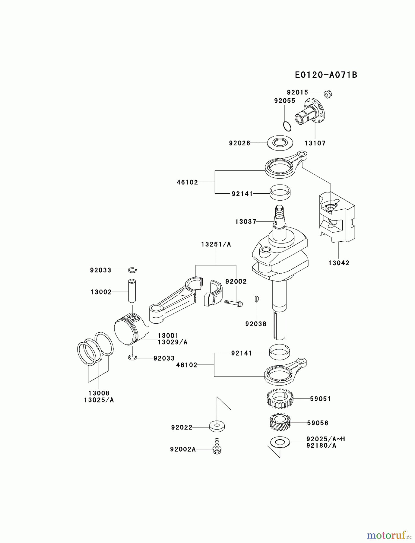  Kawasaki Motoren Motoren Vertikal FA210V - AS02 bis FH641V - DS24 FC290V-AS16 - Kawasaki FC290V 4-Stroke Engine PISTON/CRANKSHAFT