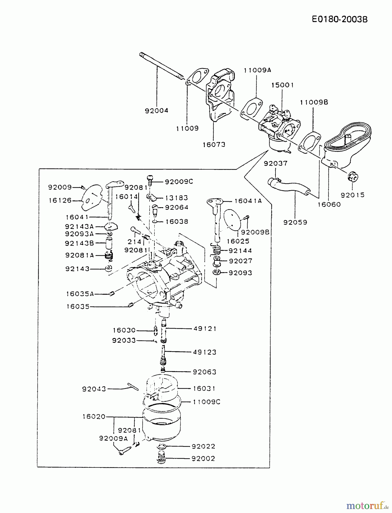  Kawasaki Motoren Motoren Vertikal FA210V - AS02 bis FH641V - DS24 FC290V-BS12 - Kawasaki FC290V 4-Stroke Engine CARBURETOR