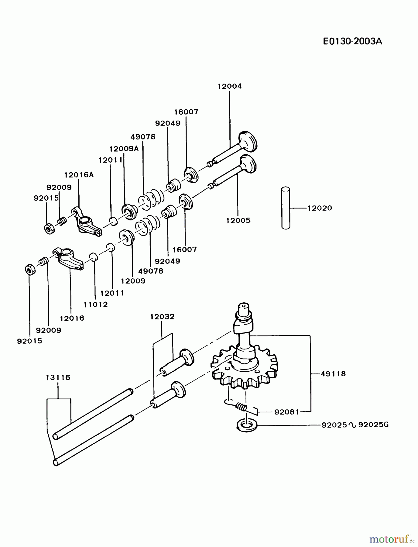  Kawasaki Motoren Motoren Vertikal FA210V - AS02 bis FH641V - DS24 FC290V-AS12 - Kawasaki FC290V 4-Stroke Engine VALVE/CAMSHAFT