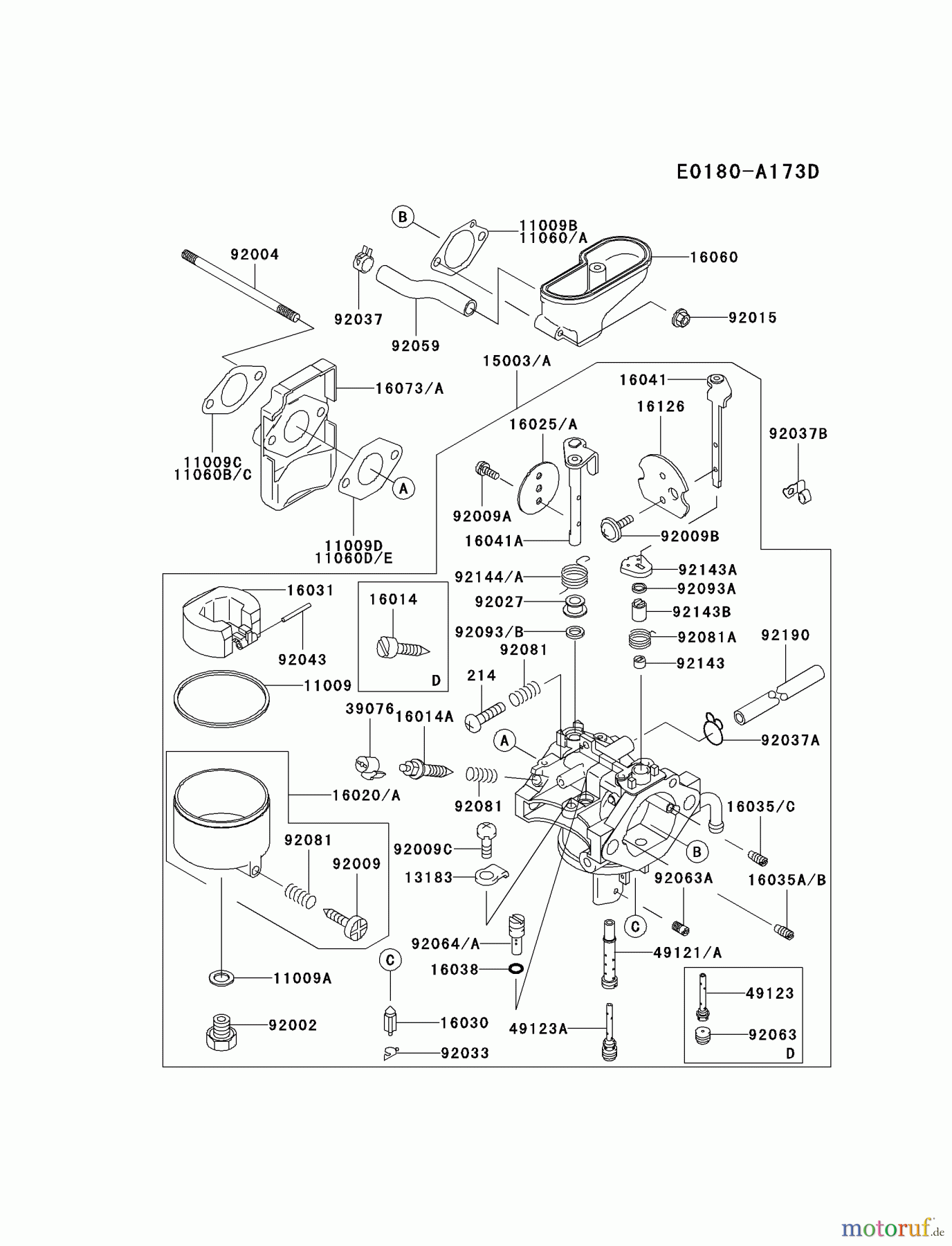  Kawasaki Motoren Motoren Vertikal FA210V - AS02 bis FH641V - DS24 FC290V-ES13 - Kawasaki FC290V 4-Stroke Engine CARBURETOR #1