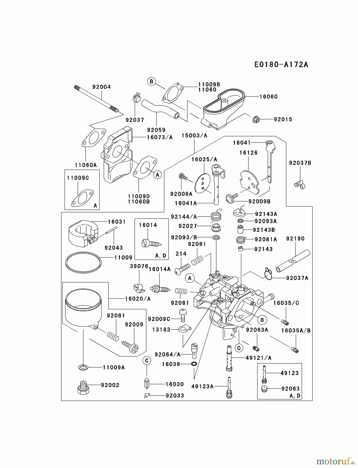  Kawasaki Motoren Motoren Vertikal FA210V - AS02 bis FH641V - DS24 FC290V-ES15 - Kawasaki FC290V 4-Stroke Engine CARBURETOR #2