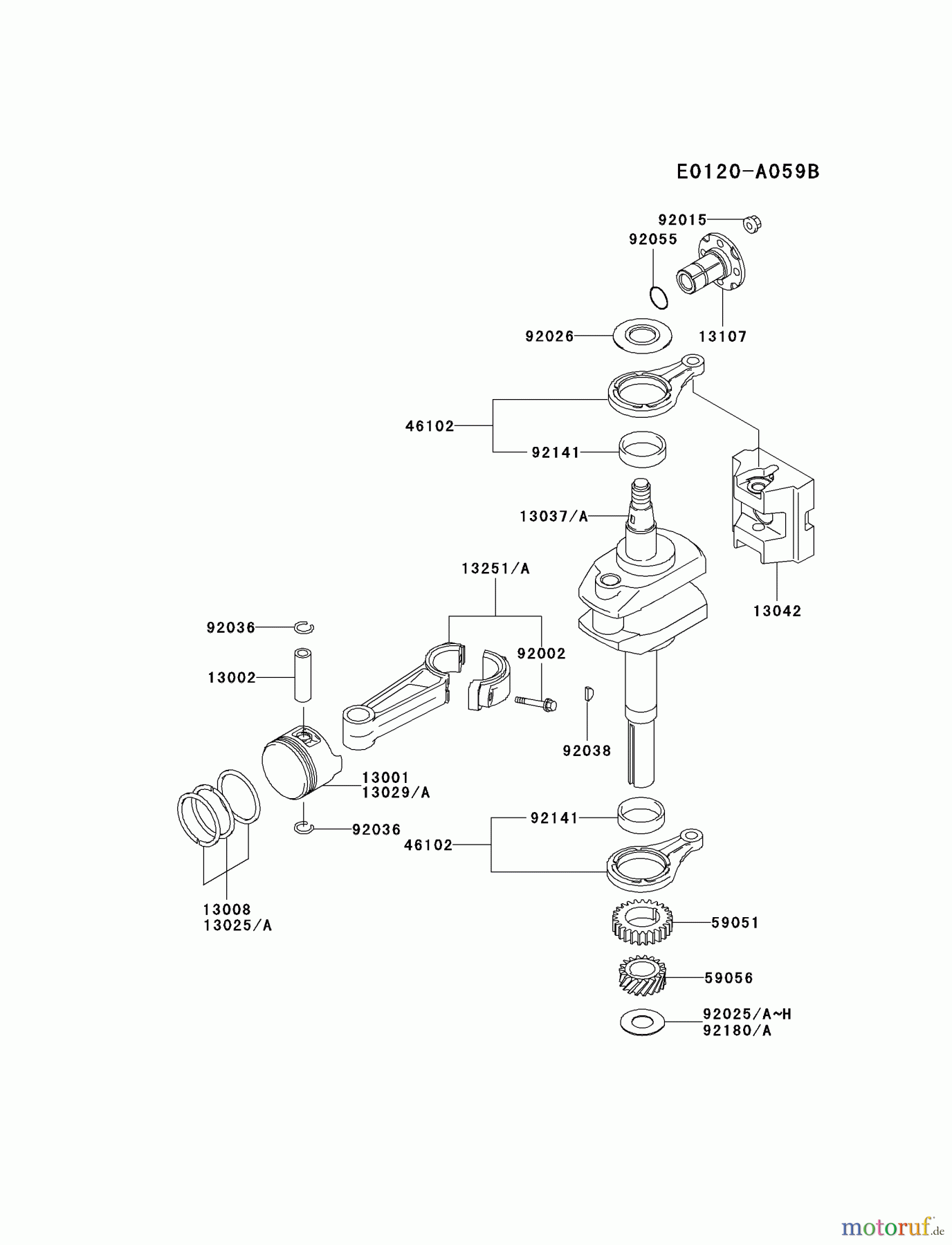  Kawasaki Motoren Motoren Vertikal FA210V - AS02 bis FH641V - DS24 FC290V-ES15 - Kawasaki FC290V 4-Stroke Engine PISTON/CRANKSHAFT