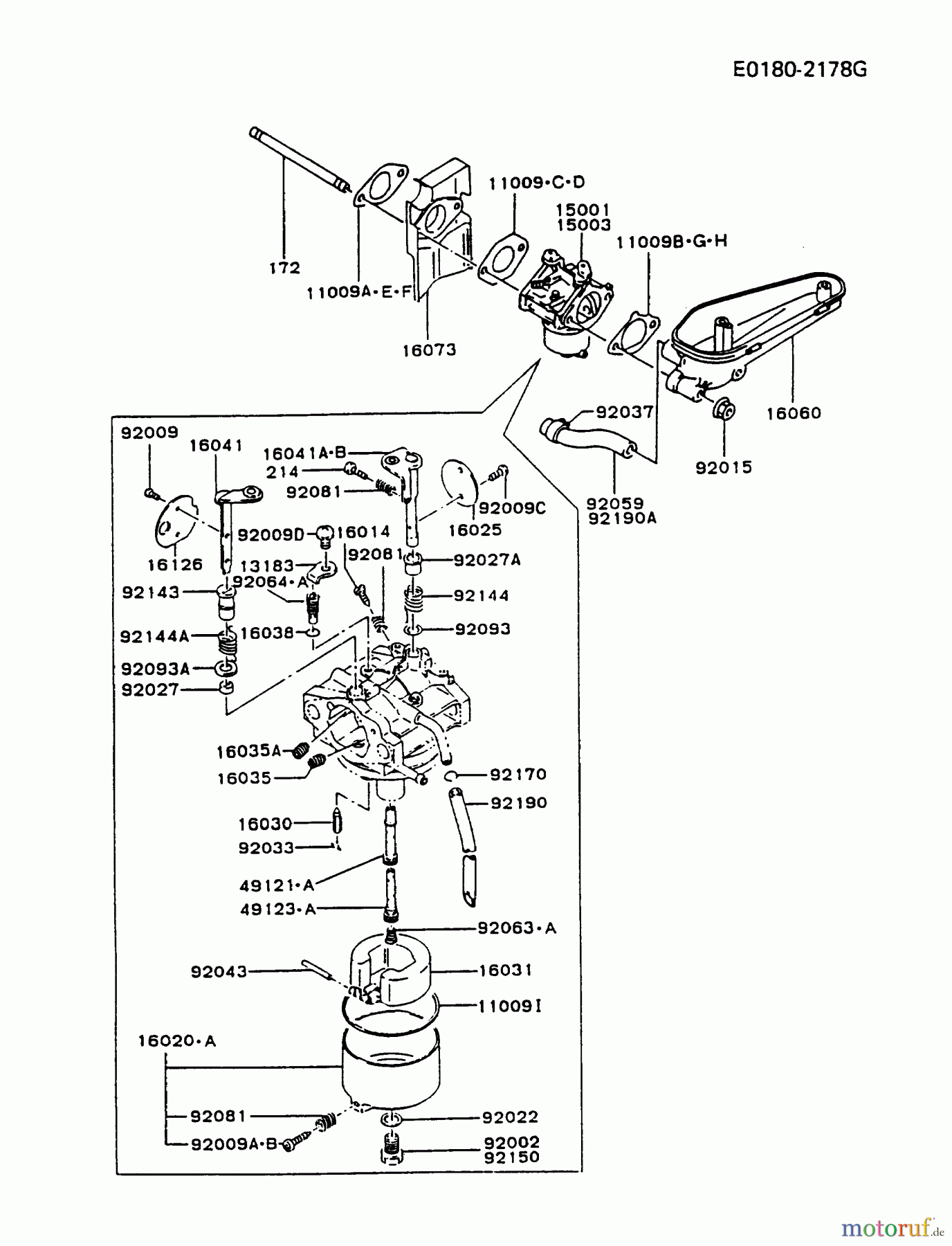  Kawasaki Motoren Motoren Vertikal FA210V - AS02 bis FH641V - DS24 FC400V-AS01 - Kawasaki FC400V 4-Stroke Engine CARBURETOR #1