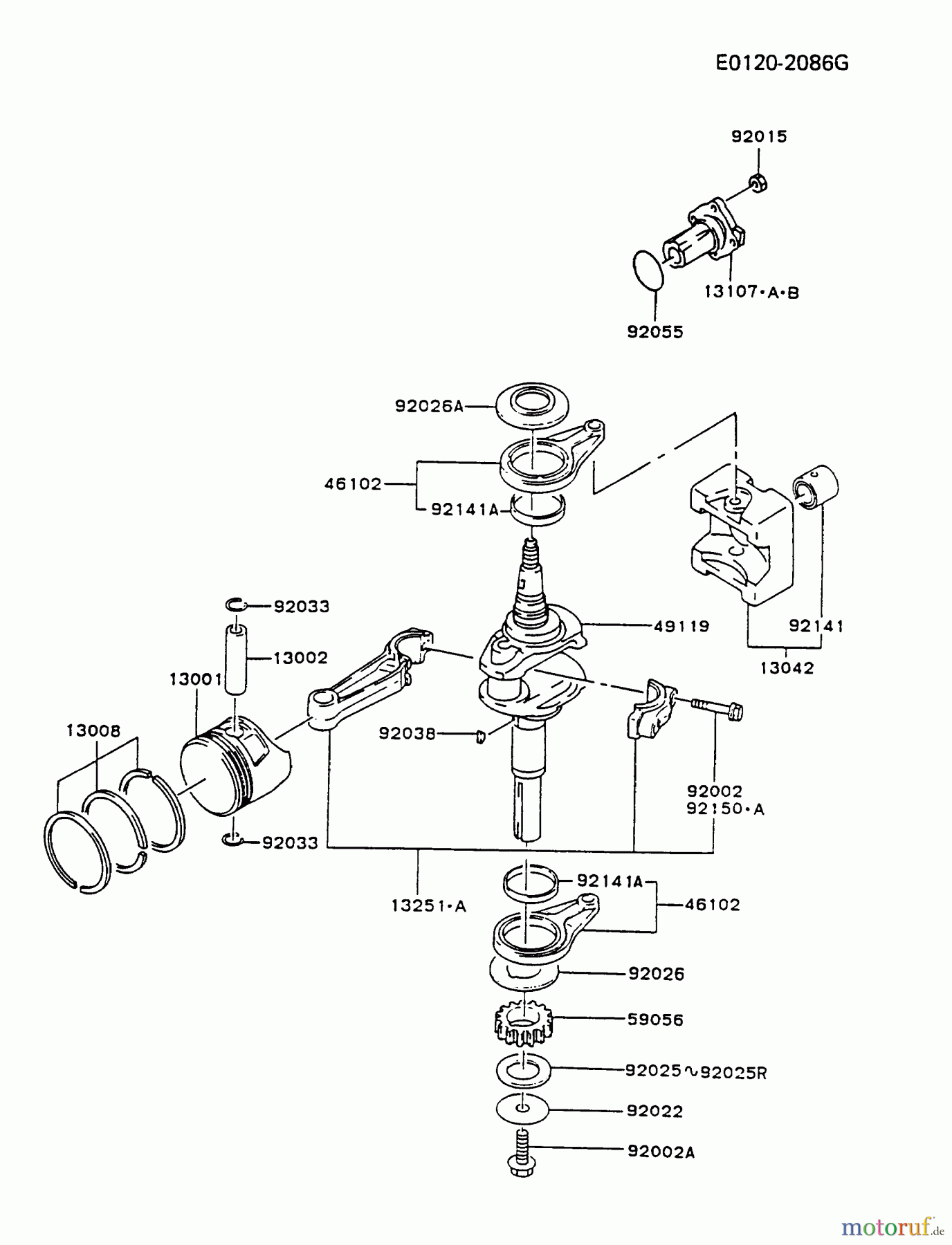  Kawasaki Motoren Motoren Vertikal FA210V - AS02 bis FH641V - DS24 FC400V-AS01 - Kawasaki FC400V 4-Stroke Engine PISTON/CRANKSHAFT #1