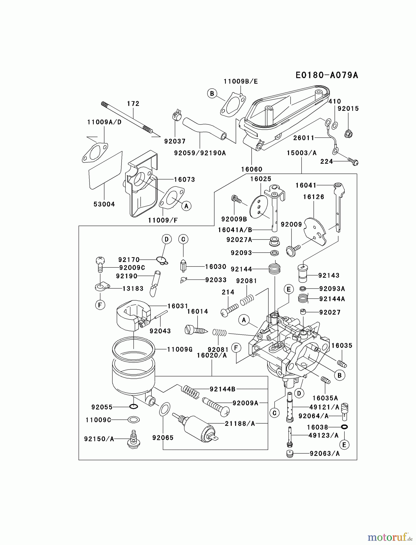  Kawasaki Motoren Motoren Vertikal FA210V - AS02 bis FH641V - DS24 FC400V-AS02 - Kawasaki FC400V 4-Stroke Engine CARBURETOR #2