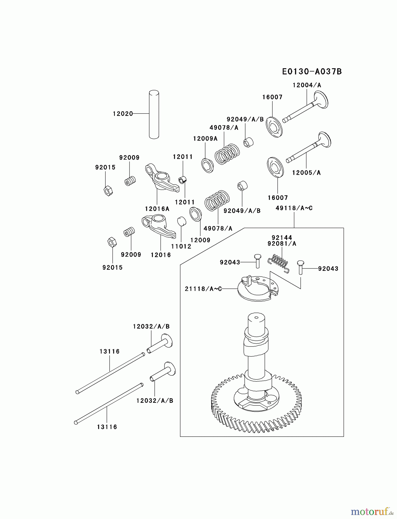  Kawasaki Motoren Motoren Vertikal FA210V - AS02 bis FH641V - DS24 FC400V-BS02 - Kawasaki FC400V 4-Stroke Engine VALVE/CAMSHAFT