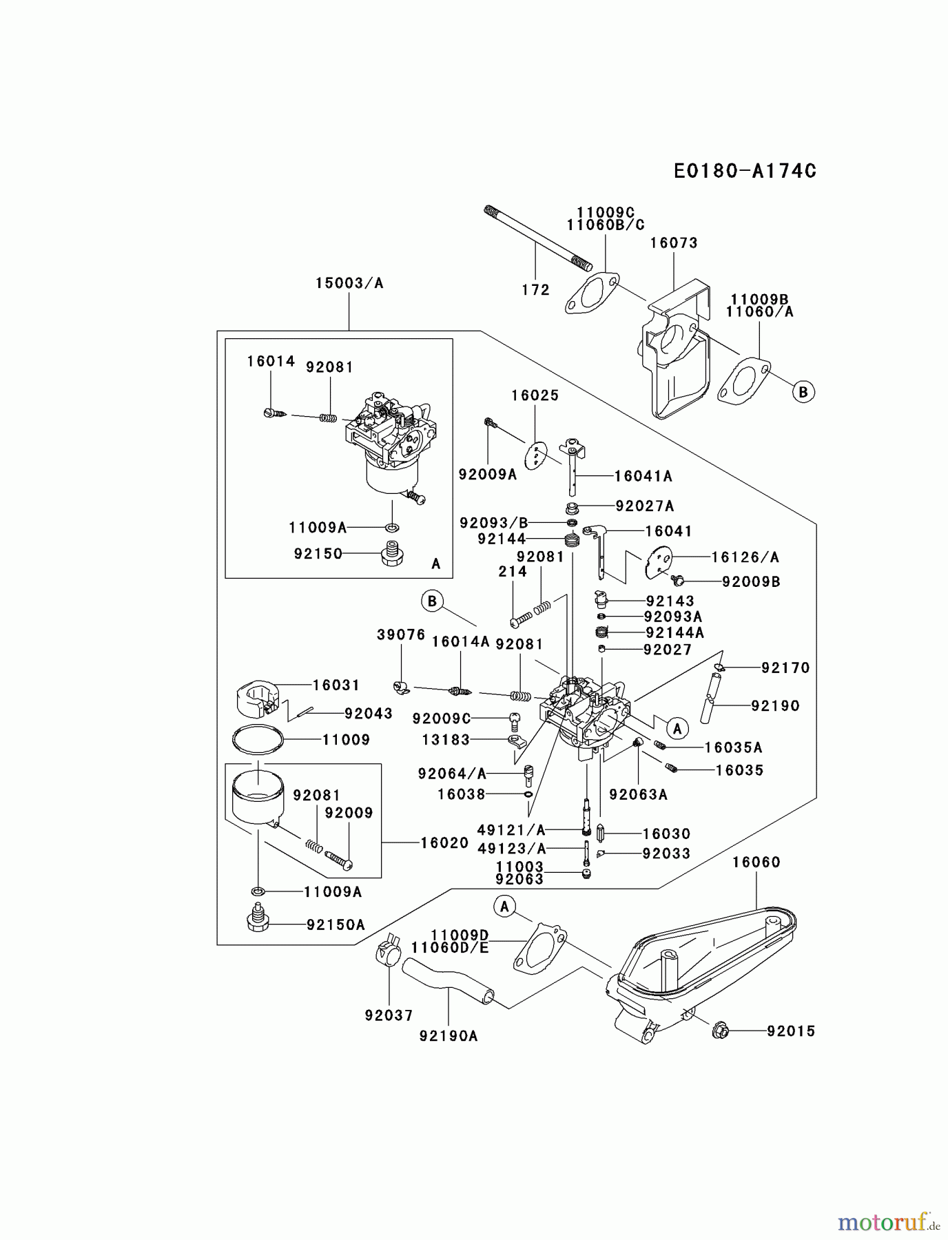  Kawasaki Motoren Motoren Vertikal FA210V - AS02 bis FH641V - DS24 FC401V-CS03 - Kawasaki FC401V 4-Stroke Engine CARBURETOR #2