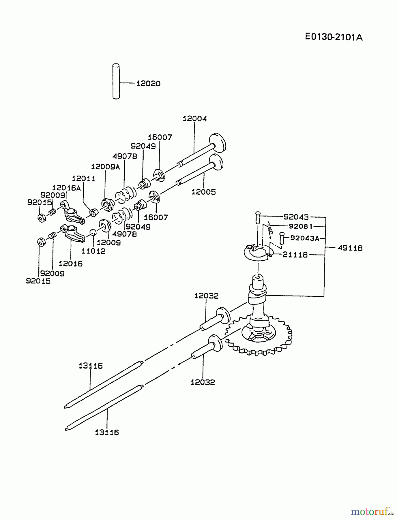  Kawasaki Motoren Motoren Vertikal FA210V - AS02 bis FH641V - DS24 FC420V-AS12 - Kawasaki FC420V 4-Stroke Engine VALVE/CAMSHAFT