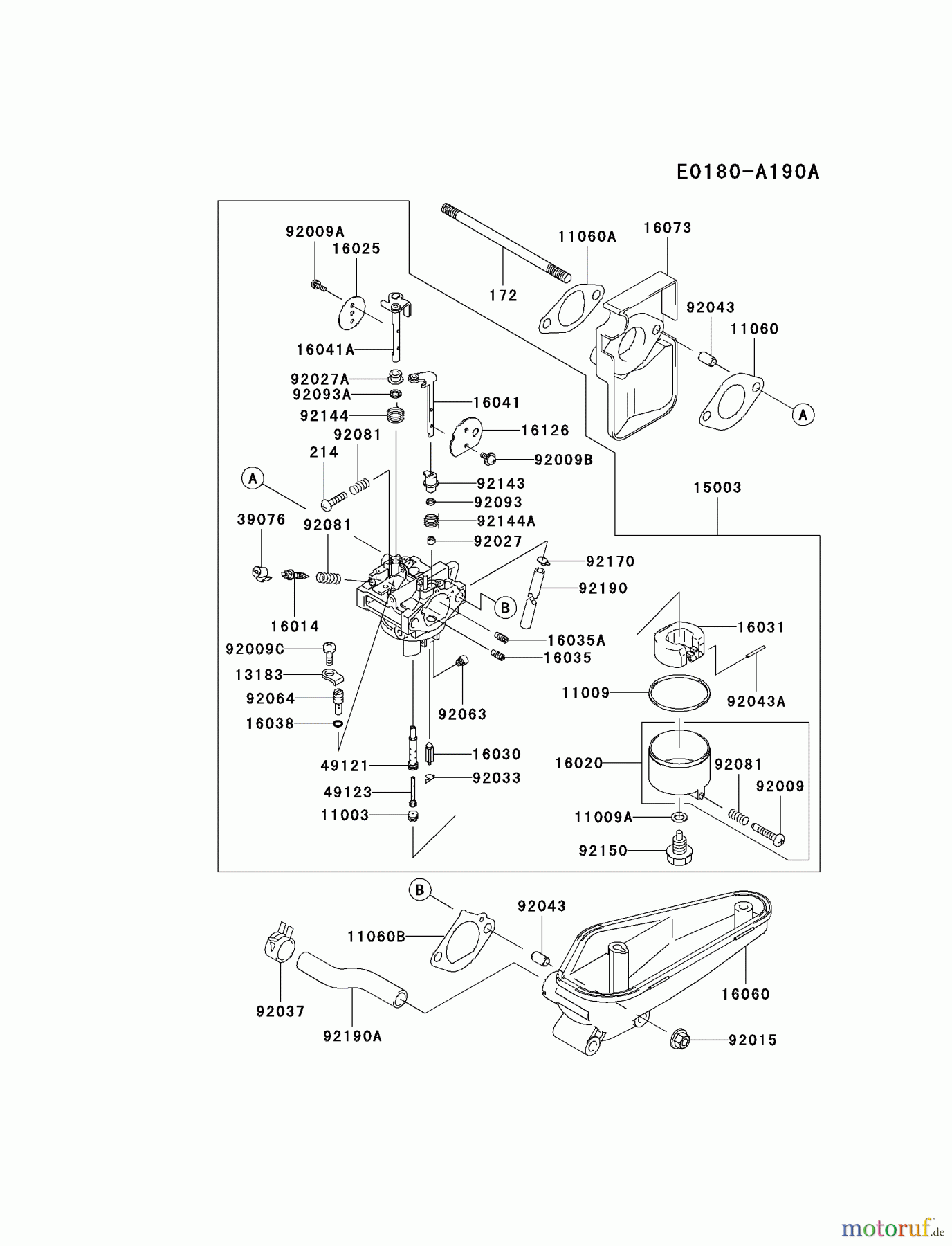  Kawasaki Motoren Motoren Vertikal FA210V - AS02 bis FH641V - DS24 FC420V-AS20 - Kawasaki FC420V 4-Stroke Engine CARBURETOR #2