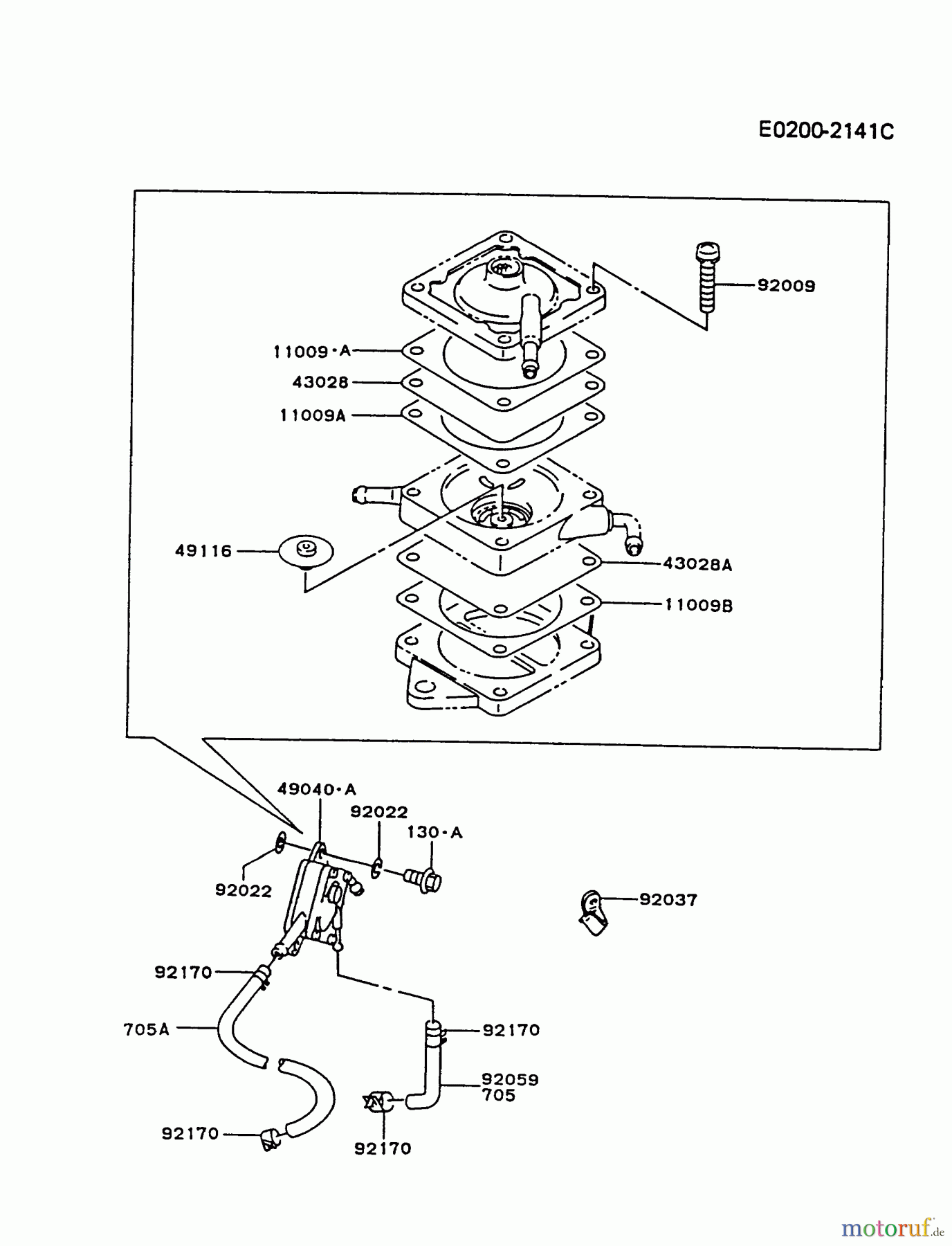  Kawasaki Motoren Motoren Vertikal FA210V - AS02 bis FH641V - DS24 FC420V-BS08 - Kawasaki FC420V 4-Stroke Engine FUEL-TANK/FUEL-VALVE