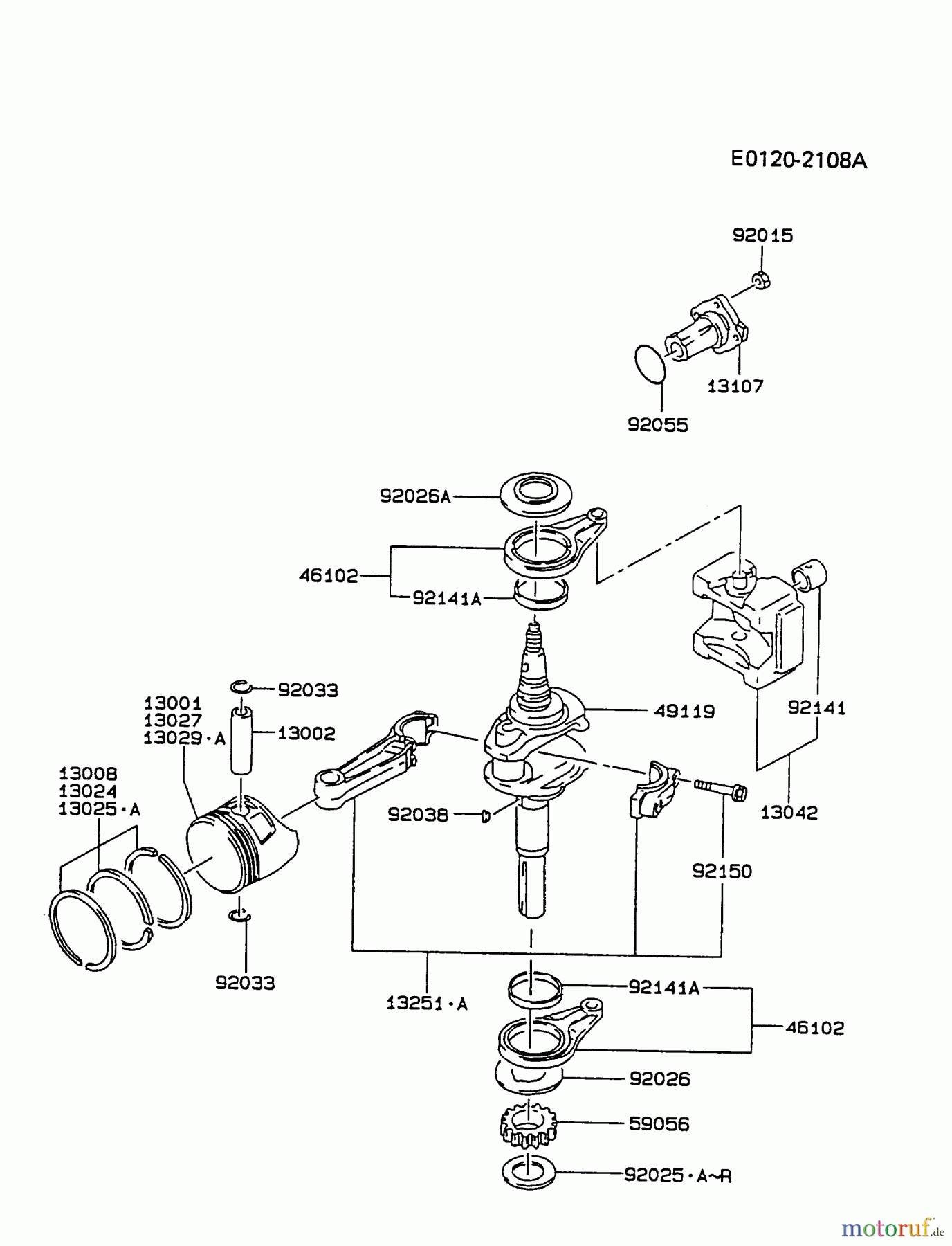  Kawasaki Motoren Motoren Vertikal FA210V - AS02 bis FH641V - DS24 FC420V-BS08 - Kawasaki FC420V 4-Stroke Engine PISTON/CRANKSHAFT