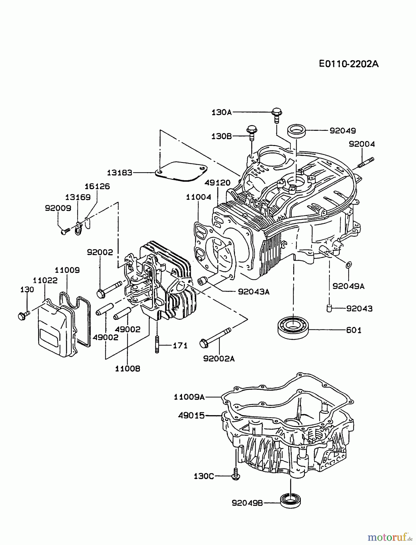  Kawasaki Motoren Motoren Vertikal FA210V - AS02 bis FH641V - DS24 FC420V-AS15 - Kawasaki FC420V 4-Stroke Engine CYLINDER/CRANKCASE