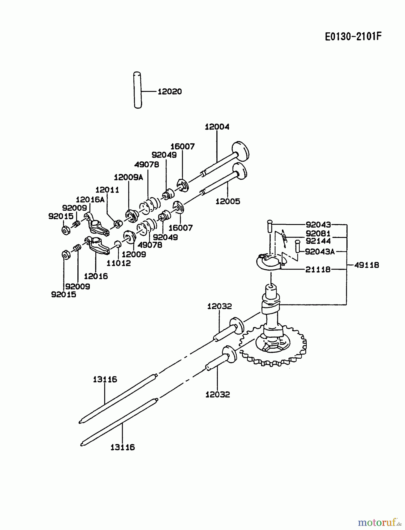  Kawasaki Motoren Motoren Vertikal FA210V - AS02 bis FH641V - DS24 FC420V-AS13 - Kawasaki FC420V 4-Stroke Engine VALVE/CAMSHAFT