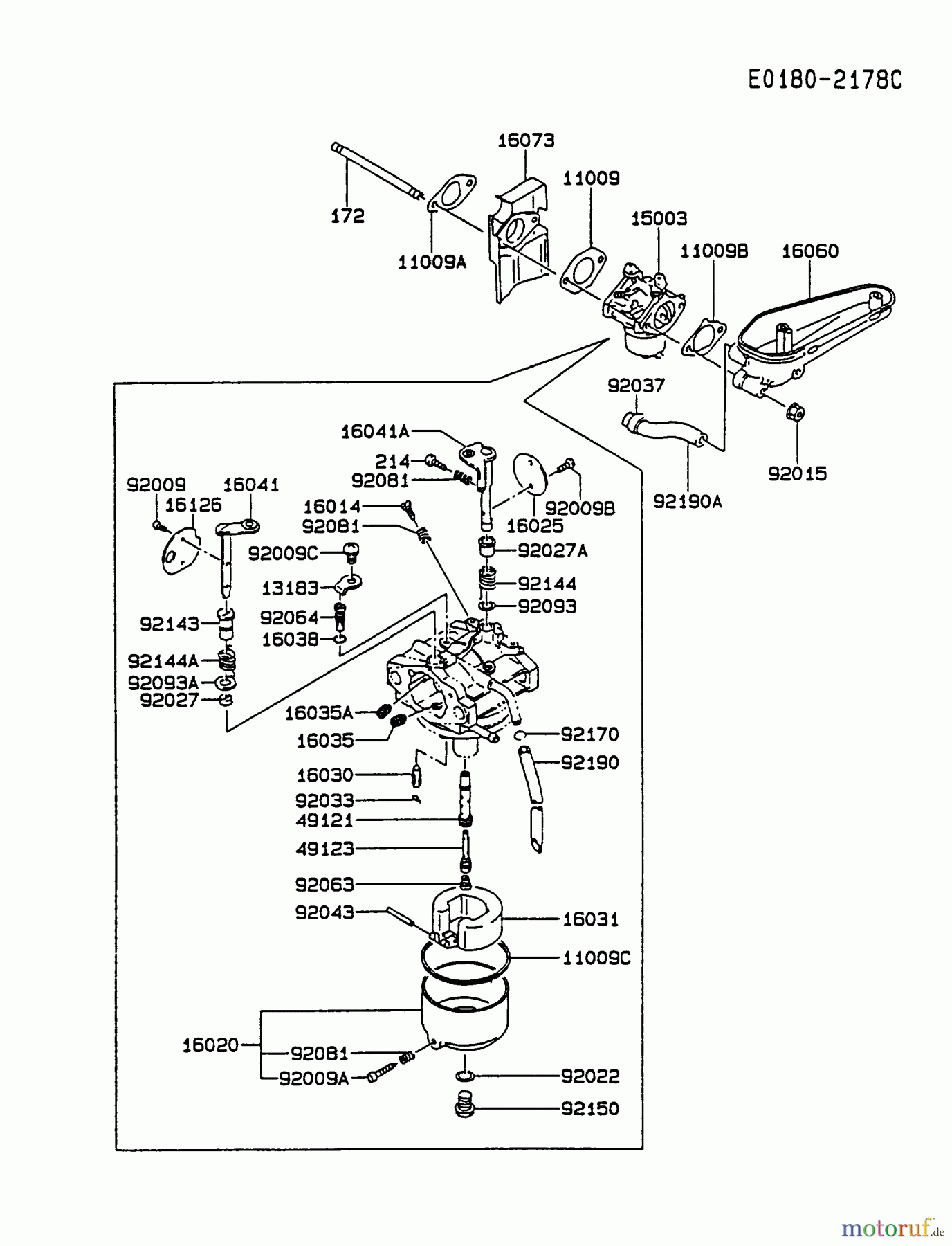  Kawasaki Motoren Motoren Vertikal FA210V - AS02 bis FH641V - DS24 FC420V-AS14 - Kawasaki FC420V 4-Stroke Engine CARBURETOR #1