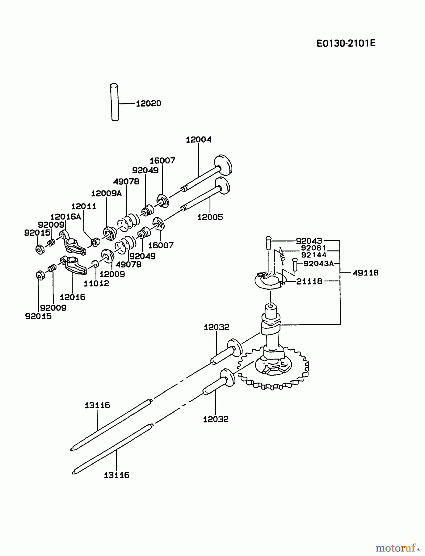  Kawasaki Motoren Motoren Vertikal FA210V - AS02 bis FH641V - DS24 FC420V-AS14 - Kawasaki FC420V 4-Stroke Engine VALVE/CAMSHAFT