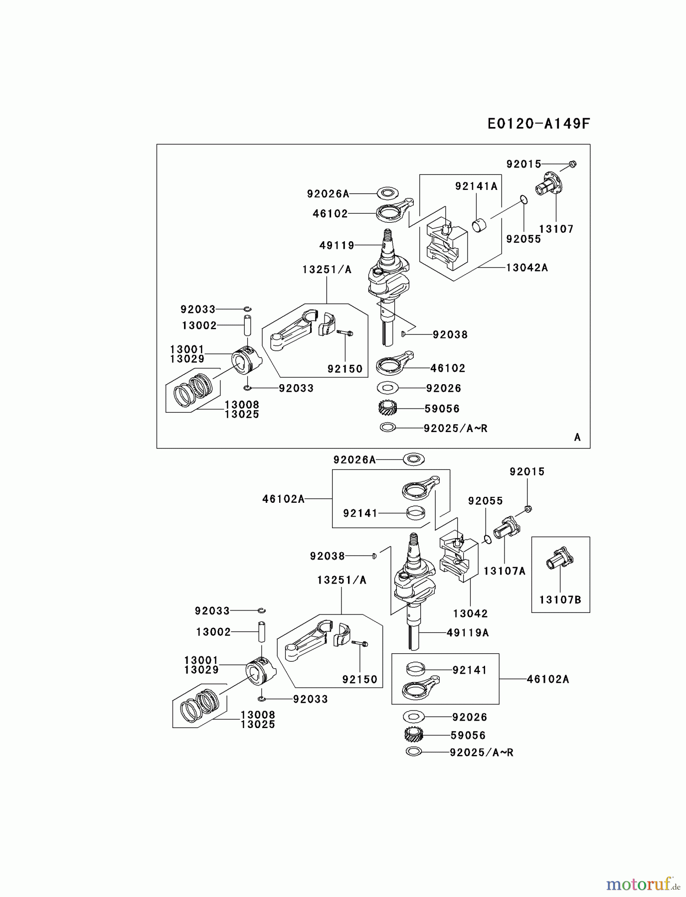  Kawasaki Motoren Motoren Vertikal FA210V - AS02 bis FH641V - DS24 FC420V-BS23 - Kawasaki FC420V 4-Stroke Engine PISTON/CRANKSHAFT