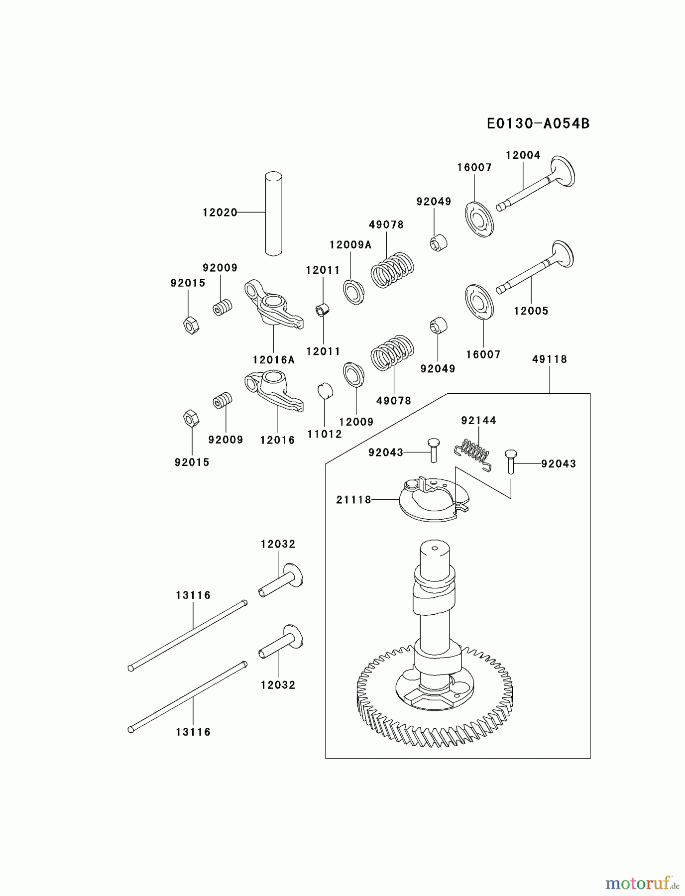  Kawasaki Motoren Motoren Vertikal FA210V - AS02 bis FH641V - DS24 FC420V-BS22 - Kawasaki FC420V 4-Stroke Engine VALVE/CAMSHAFT