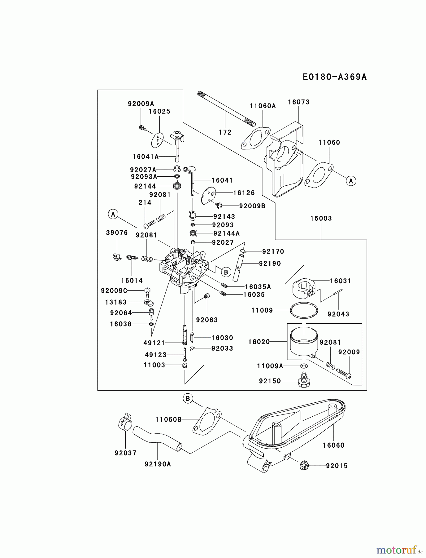  Kawasaki Motoren Motoren Vertikal FA210V - AS02 bis FH641V - DS24 FC420V-BS26 - Kawasaki FC420V 4-Stroke Engine CARBURETOR #1