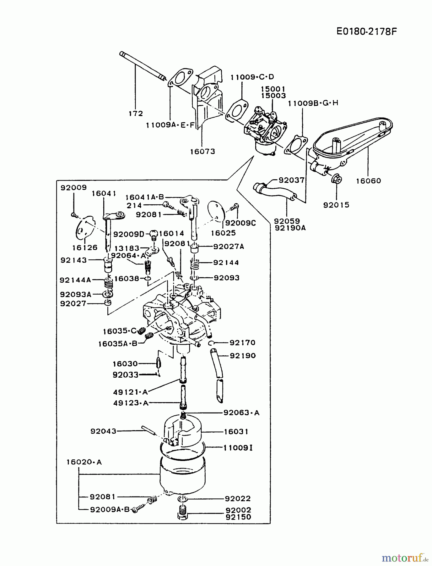  Kawasaki Motoren Motoren Vertikal FA210V - AS02 bis FH641V - DS24 FC420V-AS05 - Kawasaki FC420V 4-Stroke Engine CARBURETOR #2