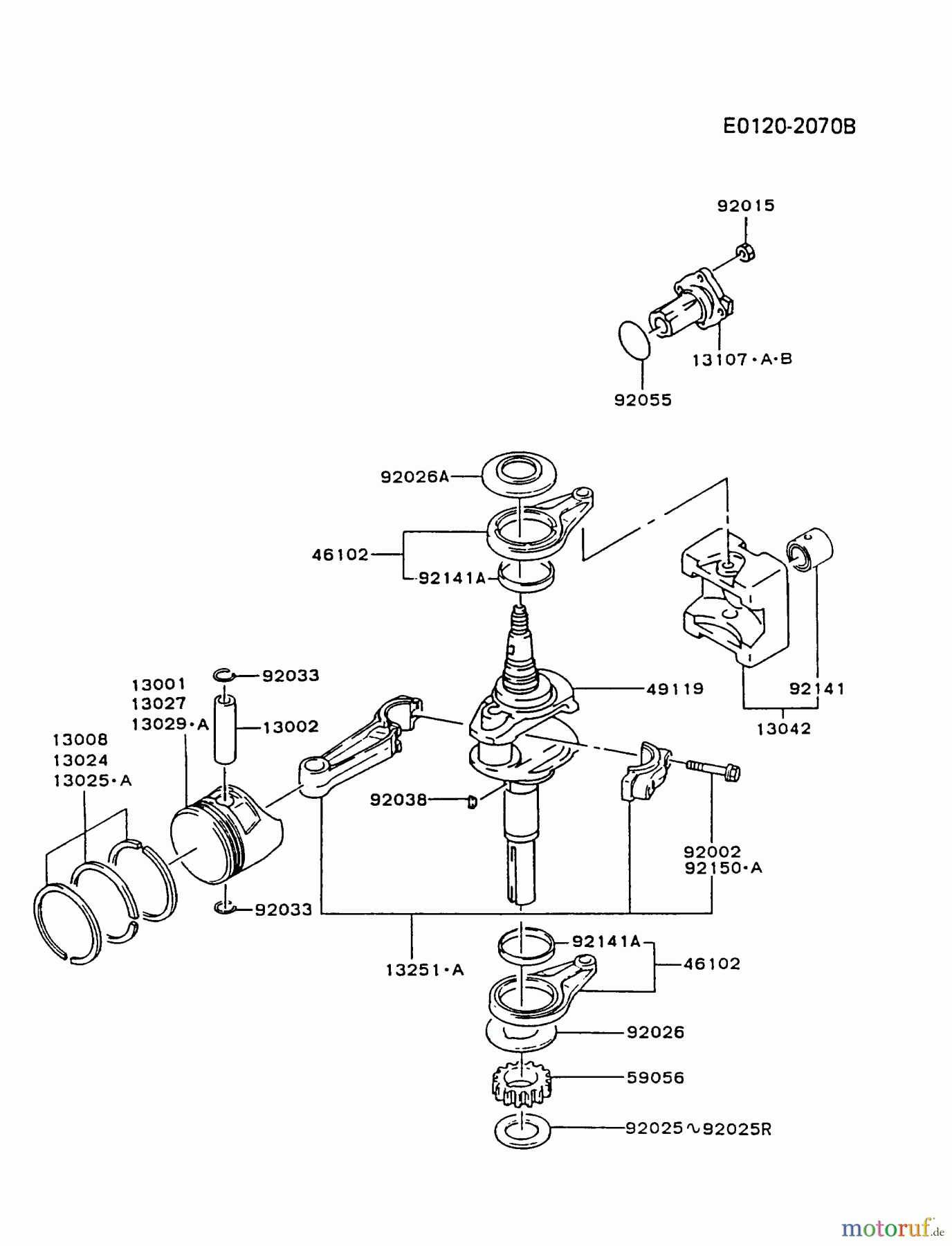  Kawasaki Motoren Motoren Vertikal FA210V - AS02 bis FH641V - DS24 FC420V-AS05 - Kawasaki FC420V 4-Stroke Engine PISTON/CRANKSHAFT #2