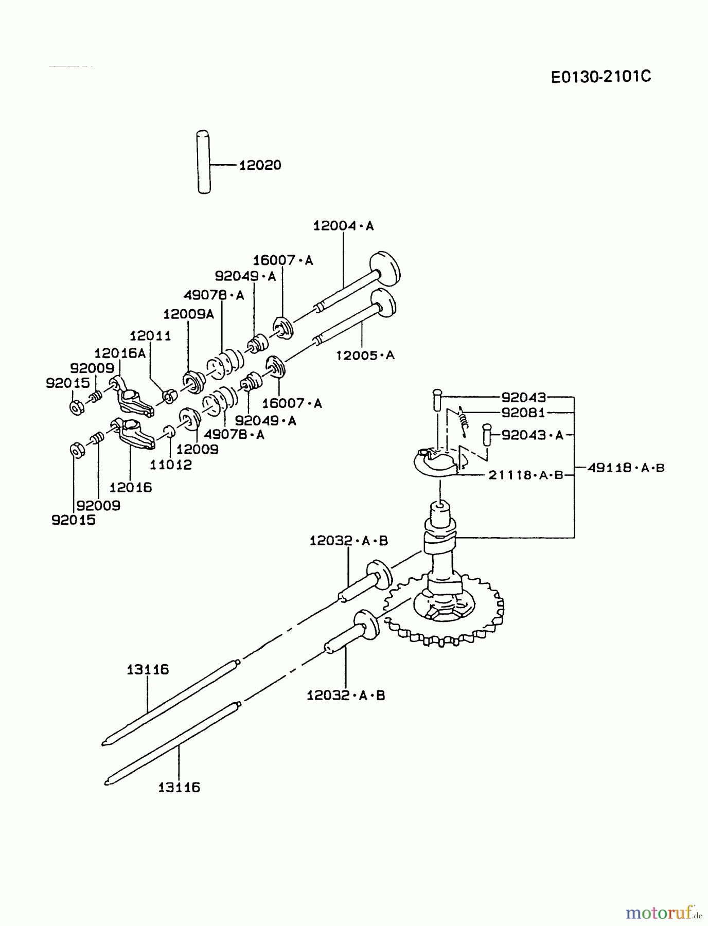  Kawasaki Motoren Motoren Vertikal FA210V - AS02 bis FH641V - DS24 FC400V-AS01 - Kawasaki FC400V 4-Stroke Engine VALVE/CAMSHAFT