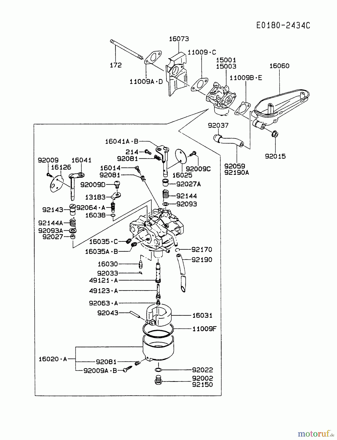  Kawasaki Motoren Motoren Vertikal FA210V - AS02 bis FH641V - DS24 FC420V-CS07 - Kawasaki FC420V 4-Stroke Engine CARBURETOR #1