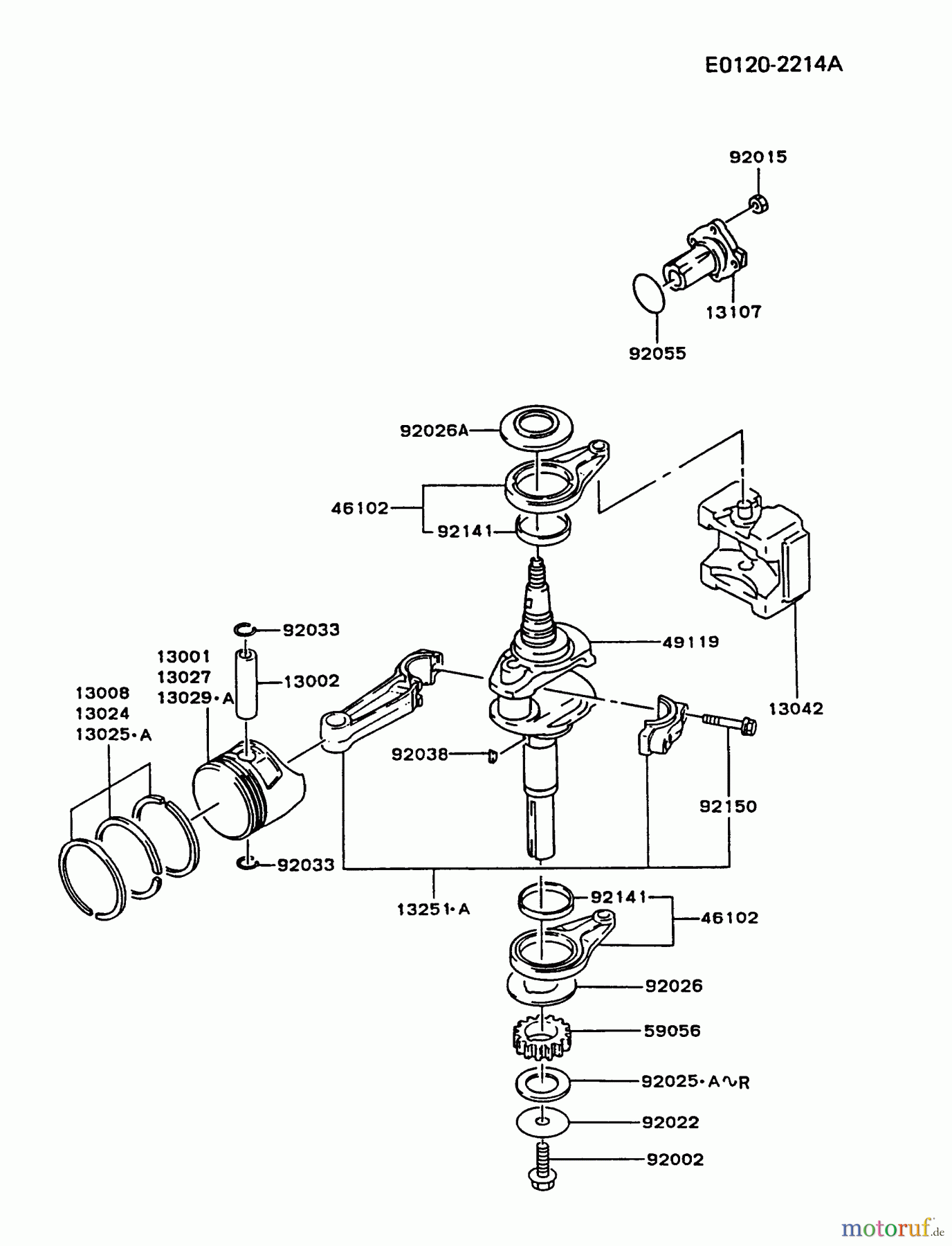  Kawasaki Motoren Motoren Vertikal FA210V - AS02 bis FH641V - DS24 FC420V-BS07 - Kawasaki FC420V 4-Stroke Engine PISTON/CRANKSHAFT