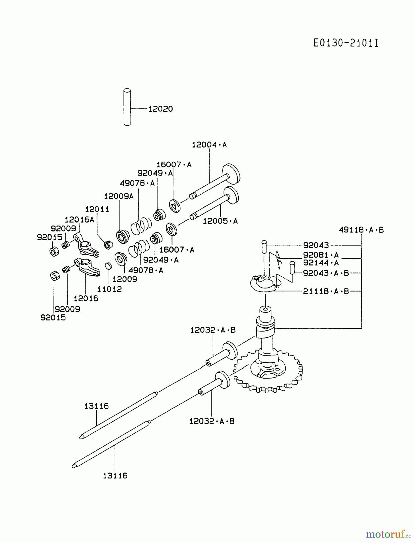  Kawasaki Motoren Motoren Vertikal FA210V - AS02 bis FH641V - DS24 FC420V-CS07 - Kawasaki FC420V 4-Stroke Engine VALVE/CAMSHAFT