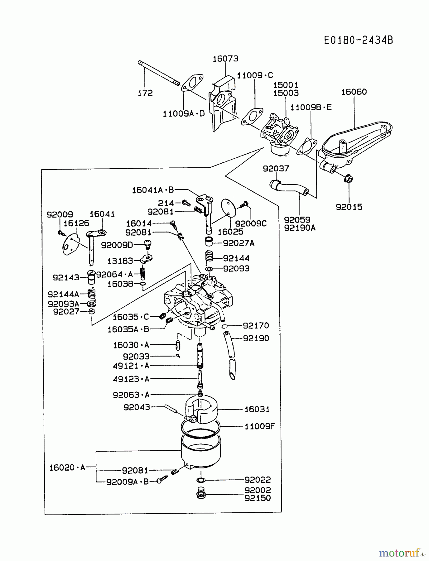  Kawasaki Motoren Motoren Vertikal FA210V - AS02 bis FH641V - DS24 FC420V-BS01 - Kawasaki FC420V 4-Stroke Engine CARBURETOR #1