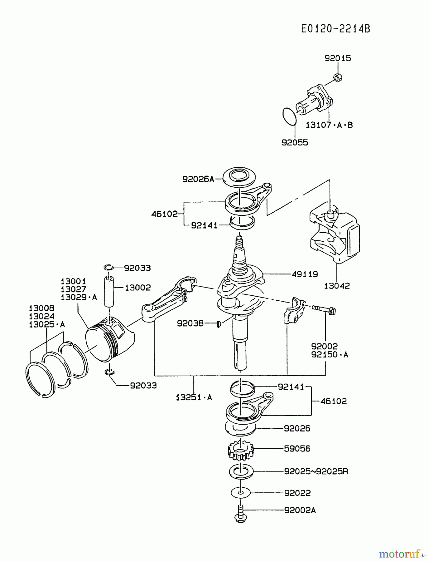  Kawasaki Motoren Motoren Vertikal FA210V - AS02 bis FH641V - DS24 FC420V-CS01 - Kawasaki FC420V 4-Stroke Engine PISTON/CRANKSHAFT #2