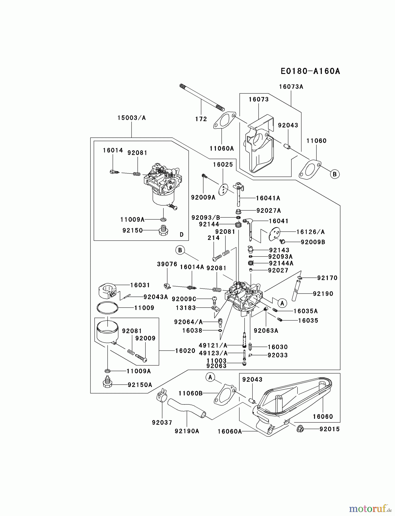  Kawasaki Motoren Motoren Vertikal FA210V - AS02 bis FH641V - DS24 FC420V-ES18 - Kawasaki FC420V 4-Stroke Engine CARBURETOR #2