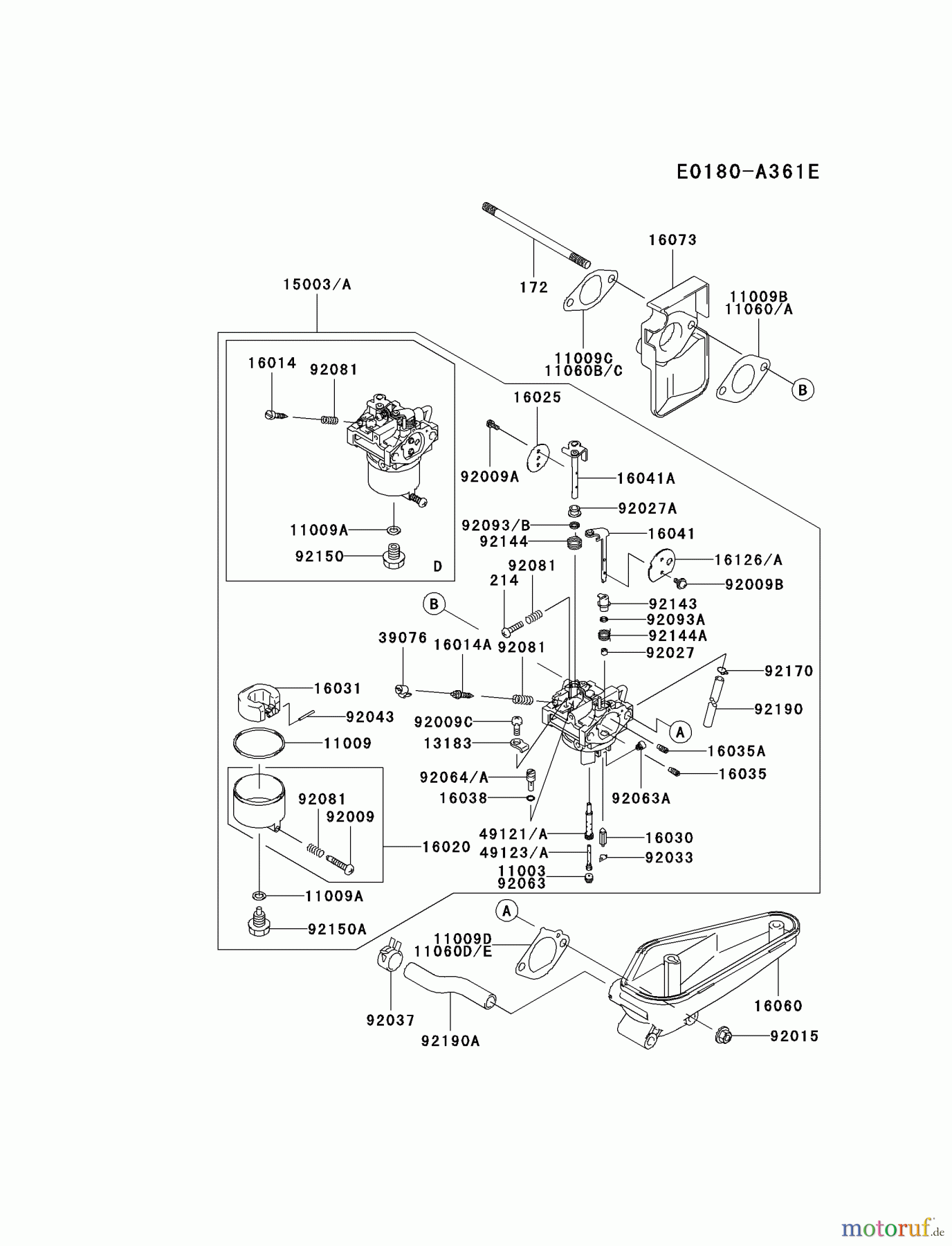  Kawasaki Motoren Motoren Vertikal FA210V - AS02 bis FH641V - DS24 FC420V-DS12 - Kawasaki FC420V 4-Stroke Engine CARBURETOR #1