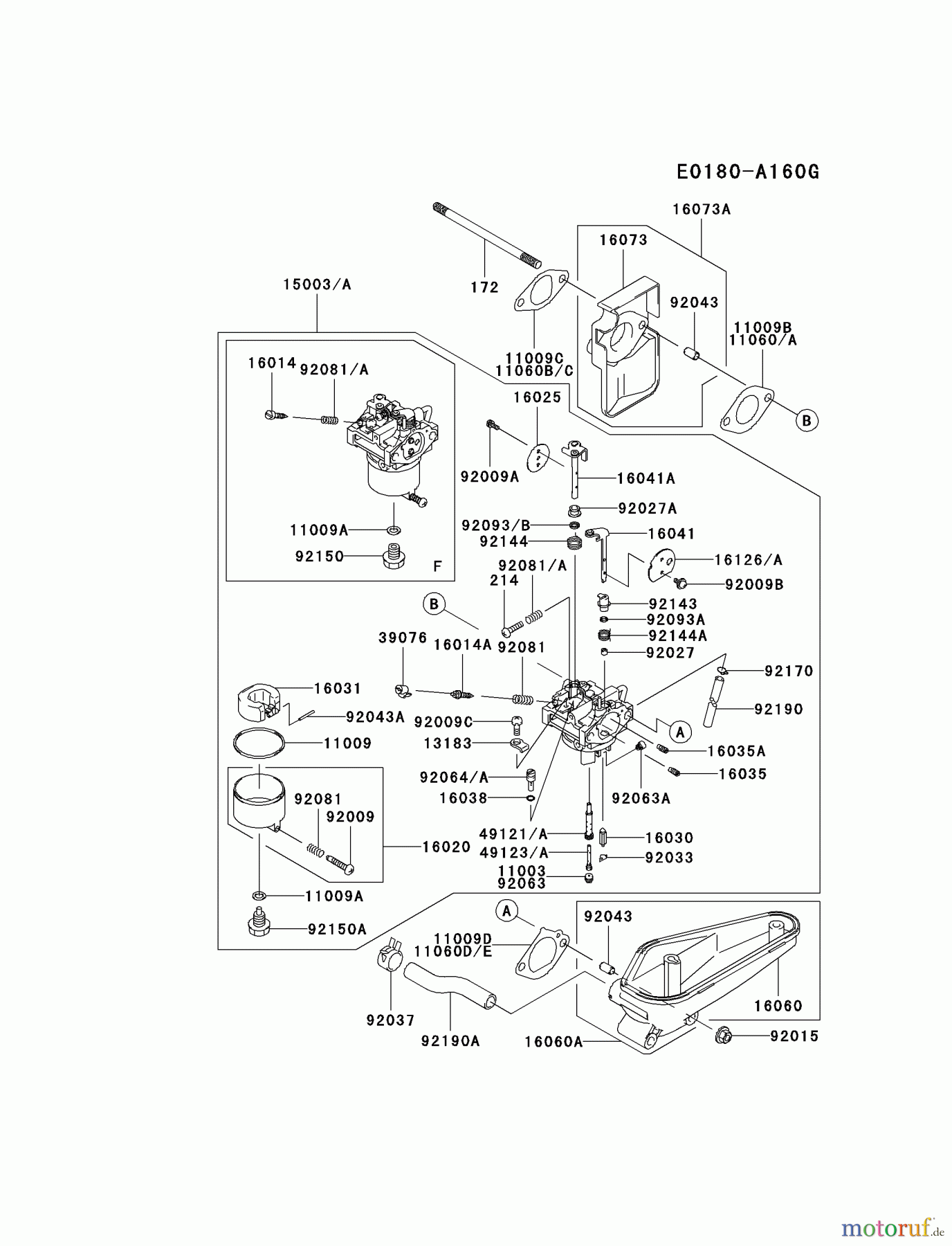  Kawasaki Motoren Motoren Vertikal FA210V - AS02 bis FH641V - DS24 FC420V-FS07 - Kawasaki FC420V 4-Stroke Engine CARBURETOR #1