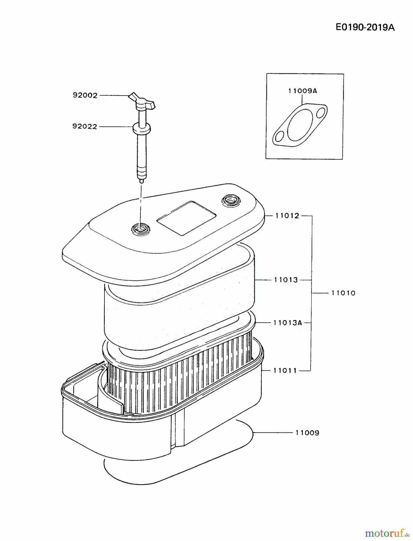  Kawasaki Motoren Motoren Vertikal FA210V - AS02 bis FH641V - DS24 FC540V-BS07 - Kawasaki FC540V 4-Stroke Engine AIR-FILTER/MUFFLER